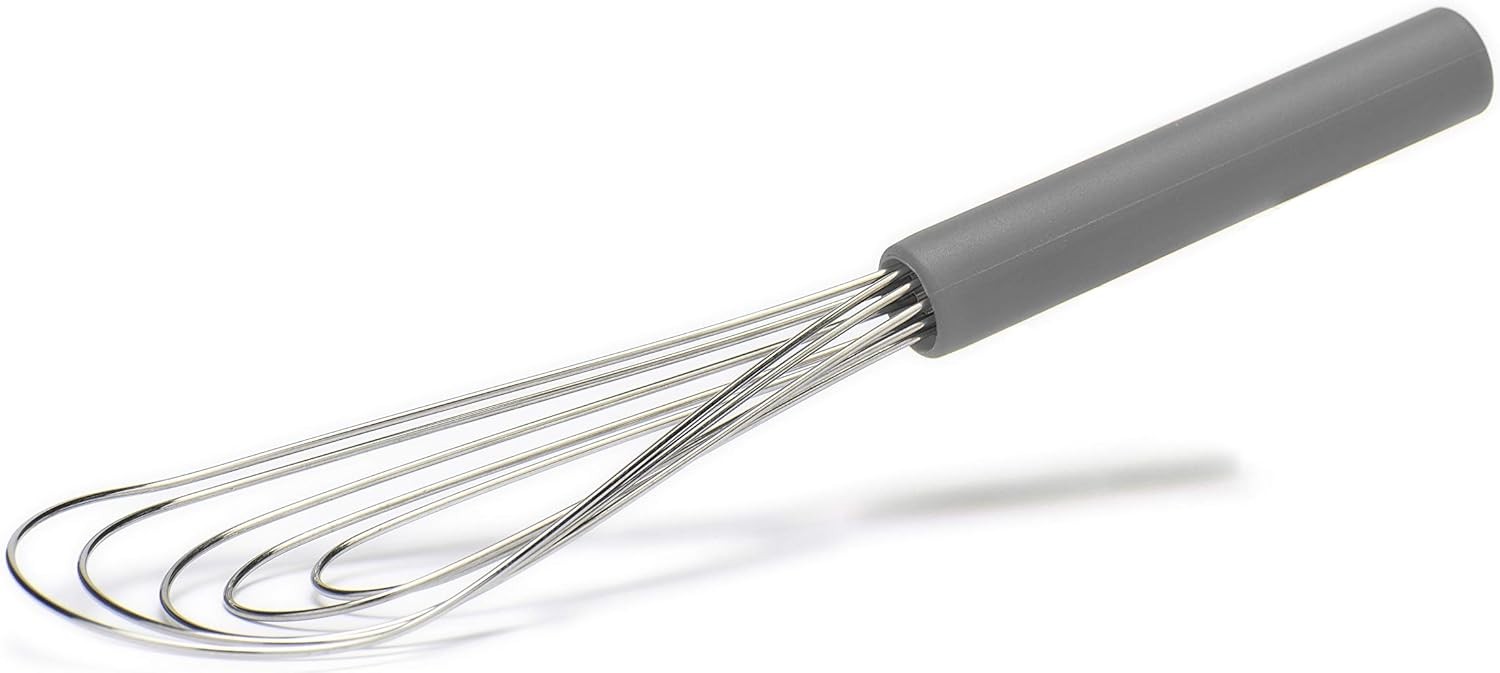 Flat Whisk Silicone Handle Non Slip 10″ – 5 Wires with 10 Heads Gray