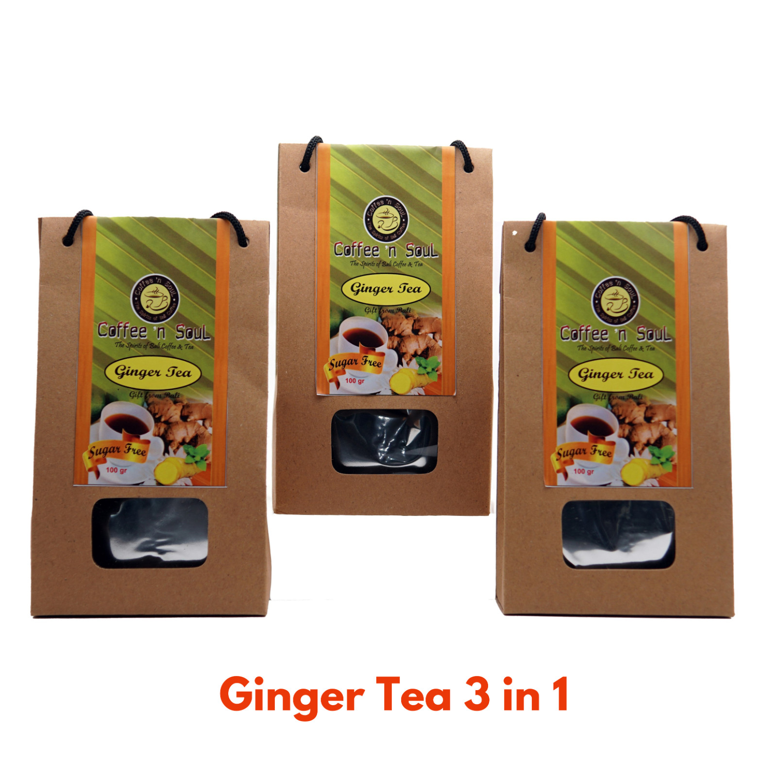 Ginger Tea. Bali Organic, Natural, and Herbal Sugar-Free Tea Powder