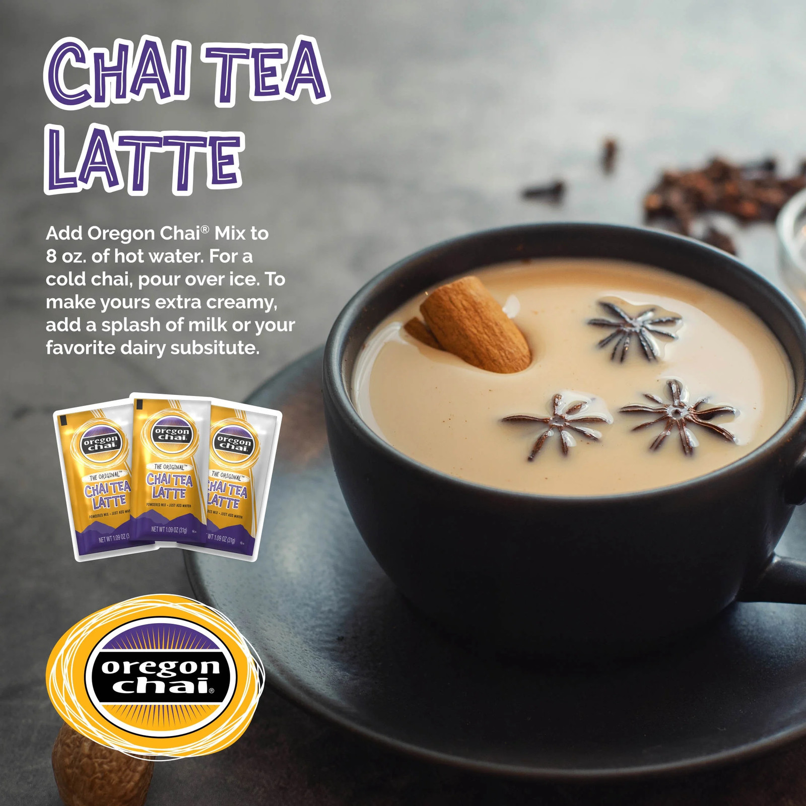 Oregon Chai Original Dry Chai Latte Mix, 8 Count (Pack of 1)