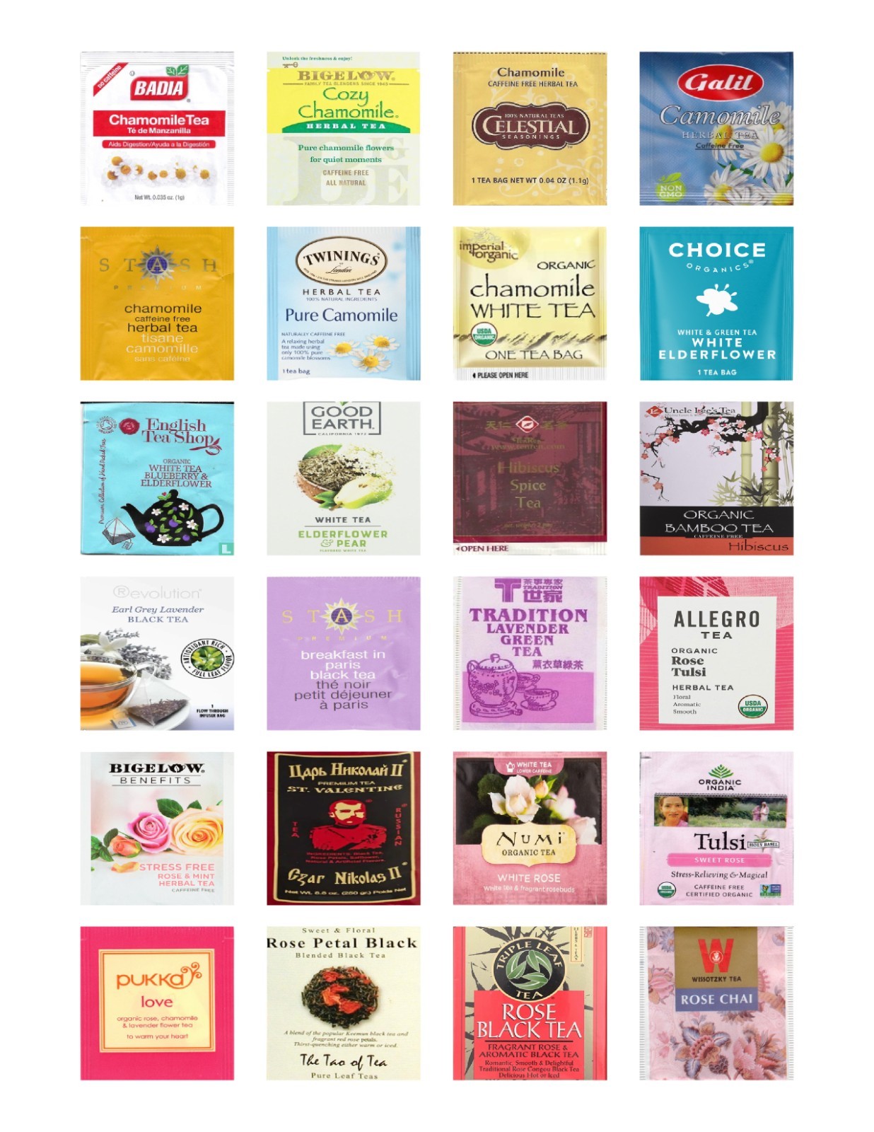 Floral Tea Bag Sampler Variety Pack – 24 Single-Serve Varieties – 19 Brands