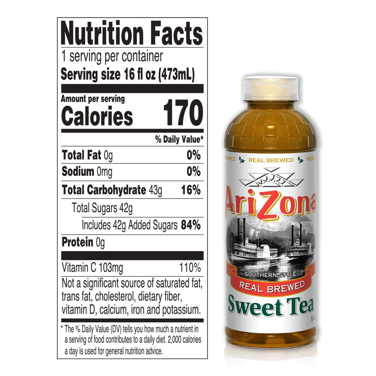AriZona Real Brewed Sweet Tea Pack of 12 16 Fl Oz Bottles Refreshing Drink