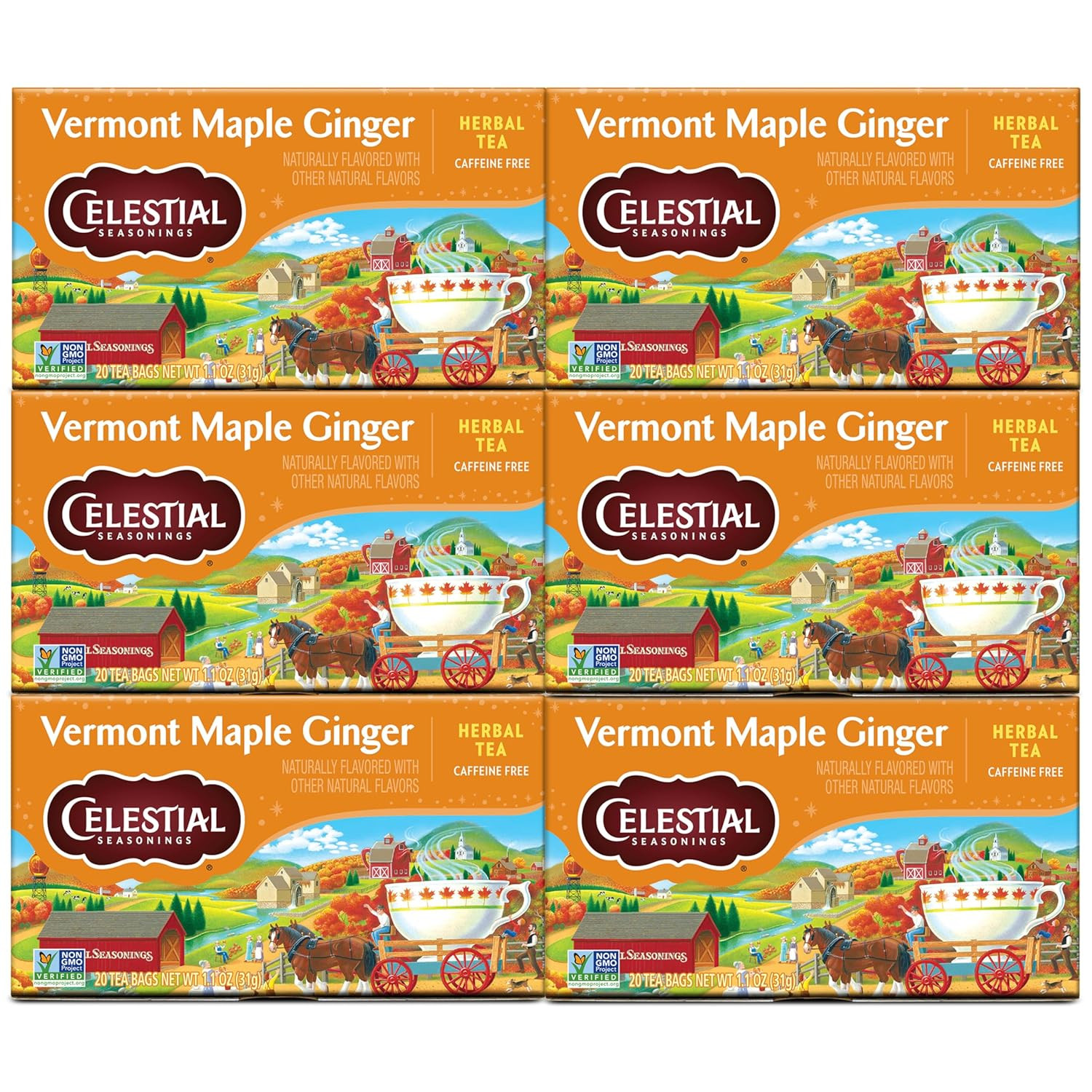 Celestial Seasonings Vermont Maple Ginger Herbal Tea – Caffeine Free – 120 Bags