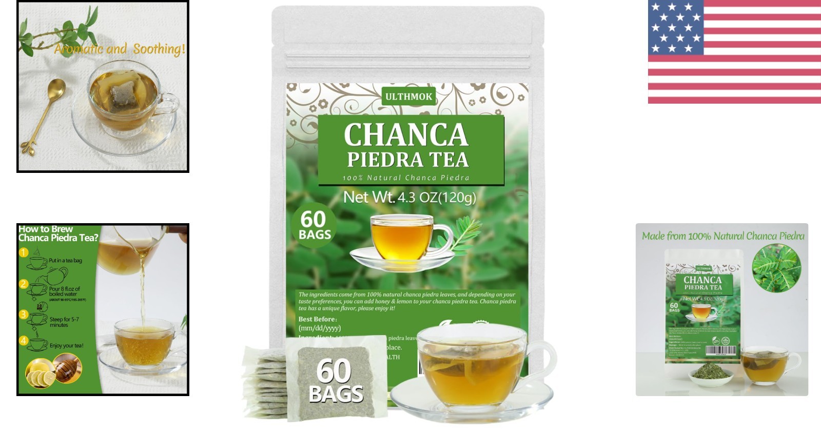 Mild & Soothing Chanca Piedra Tea Bags – 60 Count, Caffeine-Free Health Booster