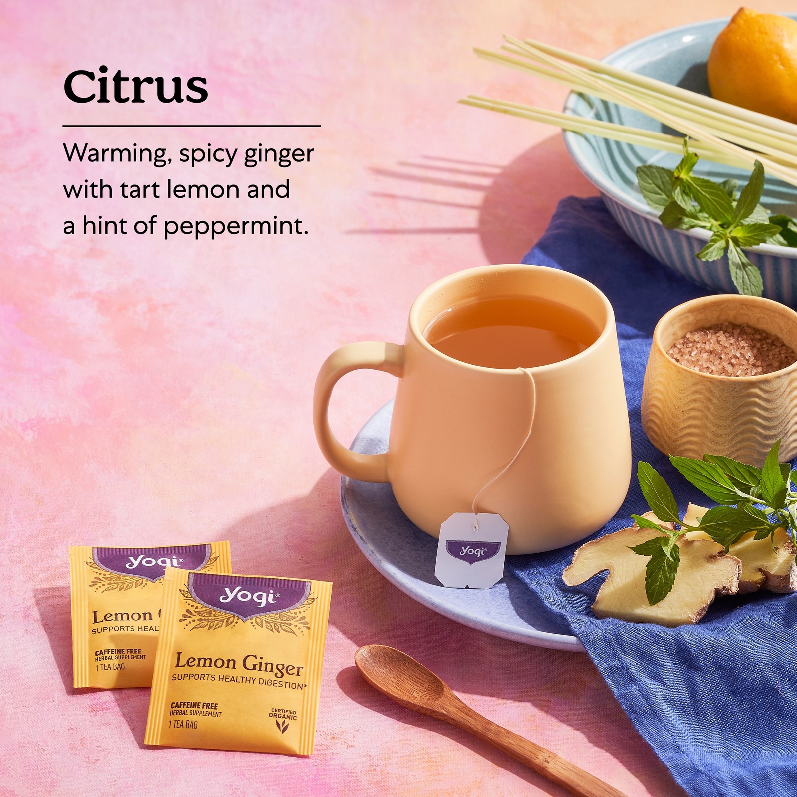 Yogi Tea – Lemon Ginger Tea (4 Pack) Caffeine Free – 64 Organic Herbal Tea Bags