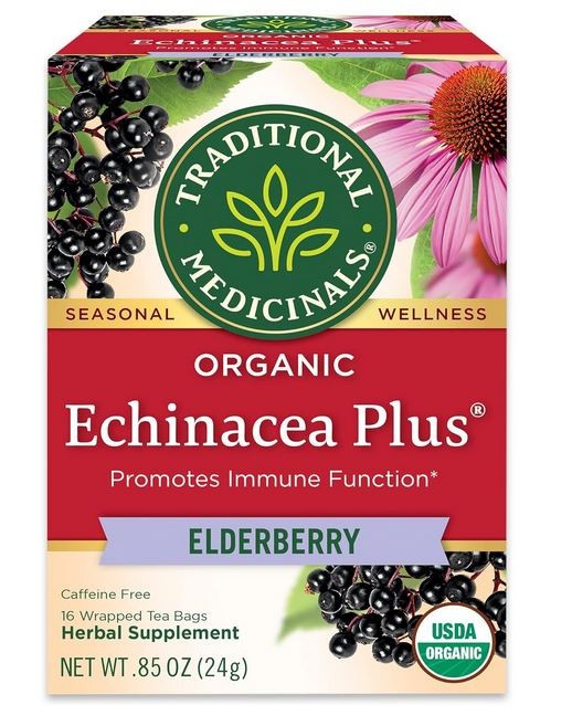 Traditional Medicinals Tea, Organic Echinacea Plus Elderberry, Boosts 16 Tea Bag