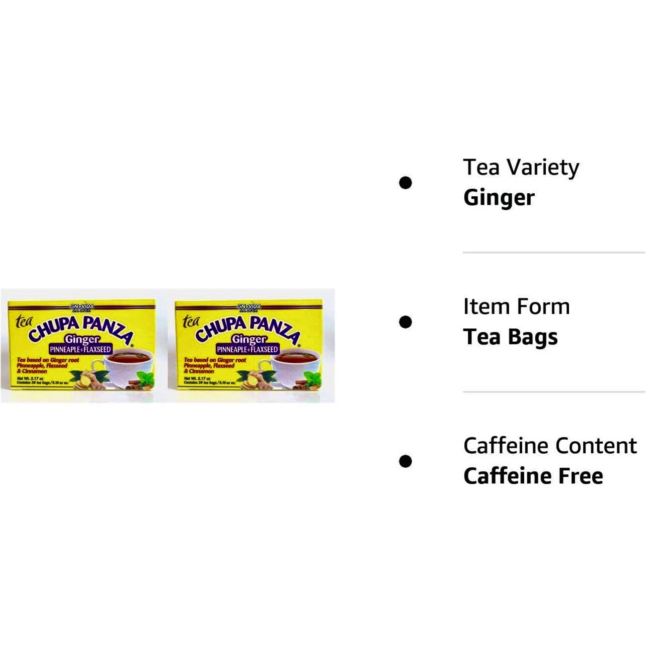 Tea CHUPA Panza, Tea Based ONGINGER Root, PINNEAPPLE, (30 Tea Bags/0.10 oz Each
