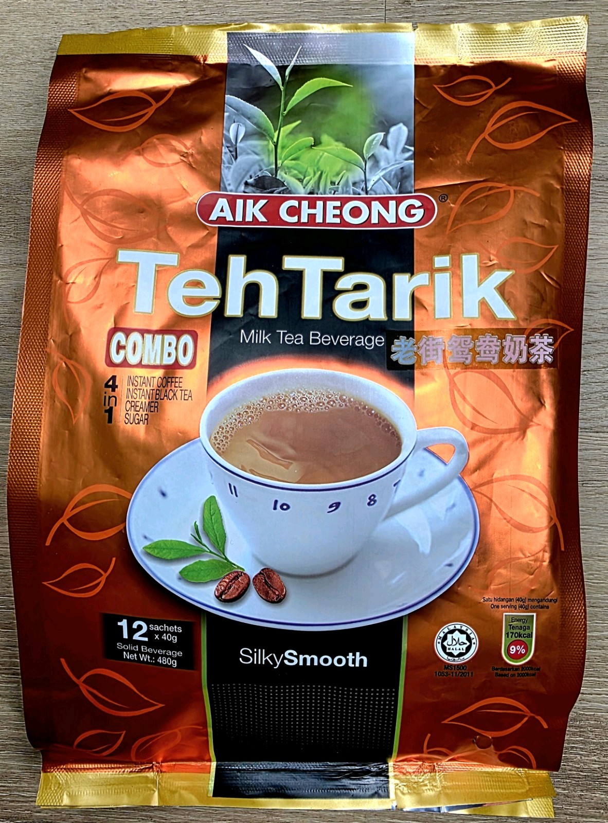 Aik Cheong Teh Tarik COMBO – 4-in-1 Coffee & Tea Fusion – 12 Sachets (480g)