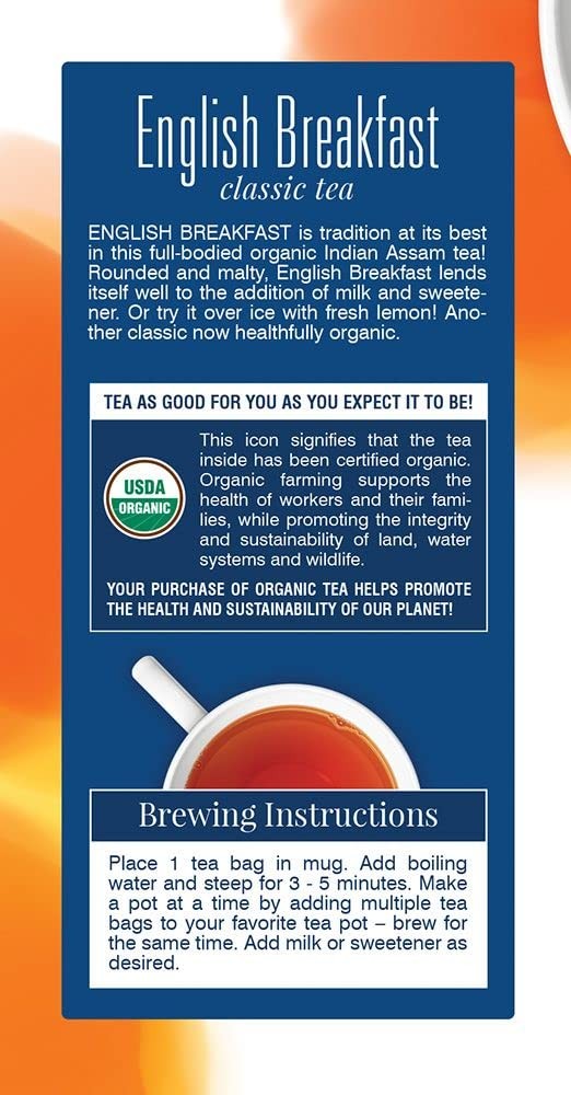 Davidson’s Organics, English Breakfast, 25-count Tea Bags, Pack of 6