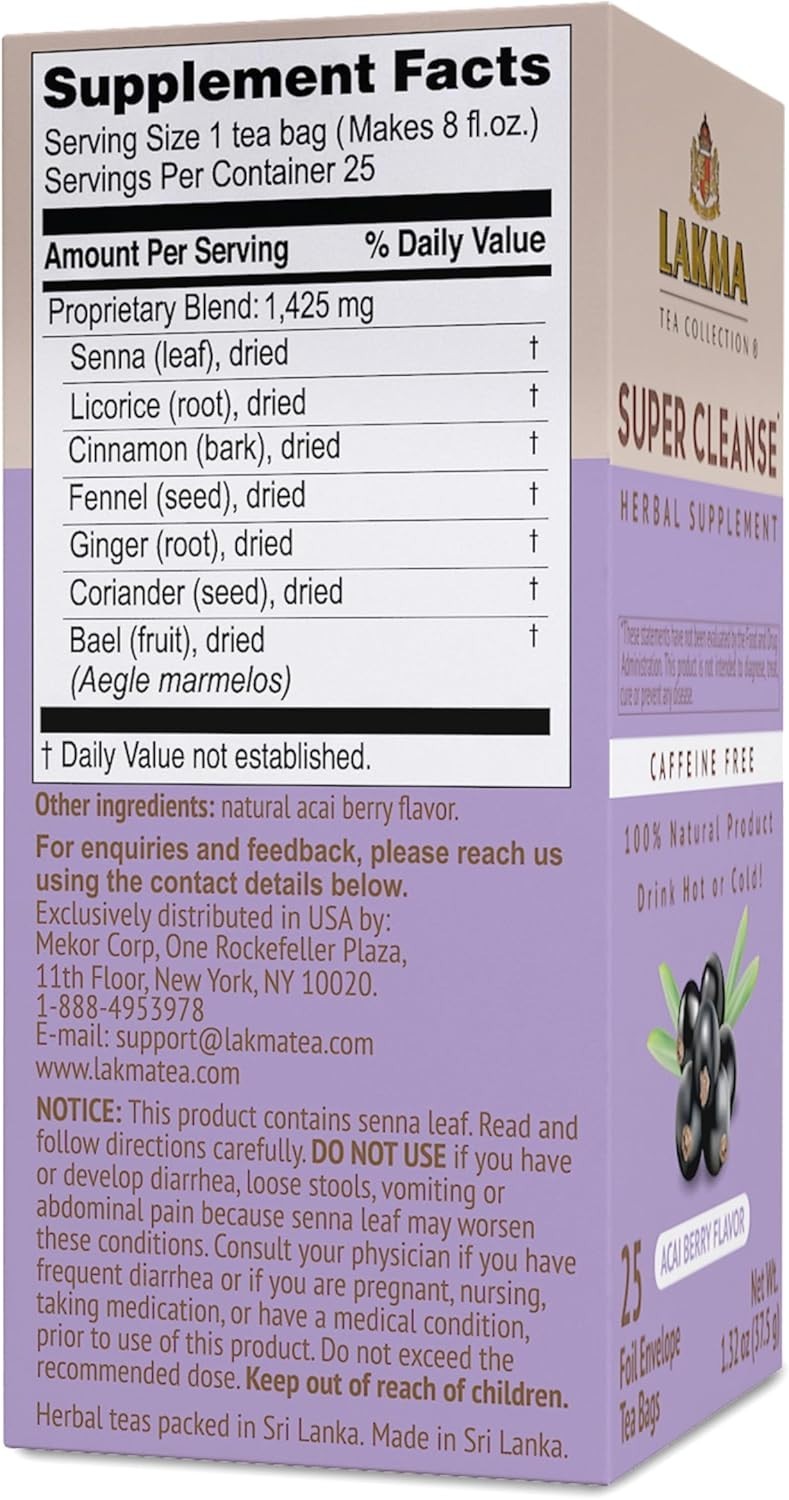 Refresh Your Digestive Health: Lakma Organic Super Cleanse Tea – 25 Bags