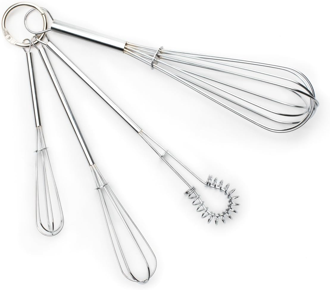 Mini Whisks, Chrome Plated, Set of 4, Metallic, 8 X 2 X 1.75 Inches