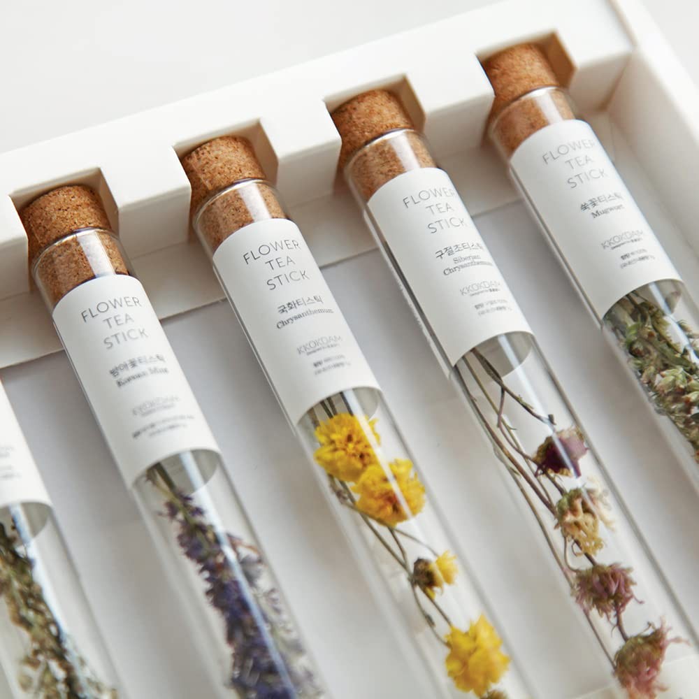 Fancy Korean Tea Gift Set – Premium Flower Tea Stick Variety Pack – 5 Loose L…