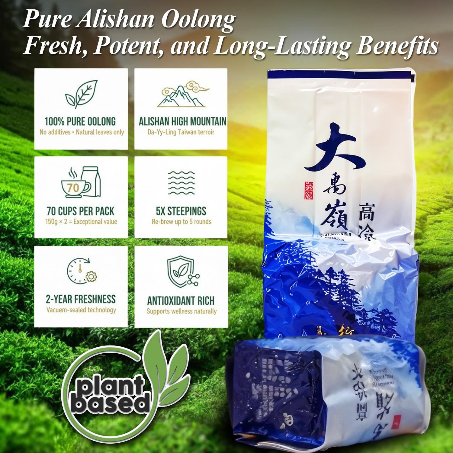 Oolong Loose Leaf Tea from Taiwan Alishan District – High Mountain Premium Qu…