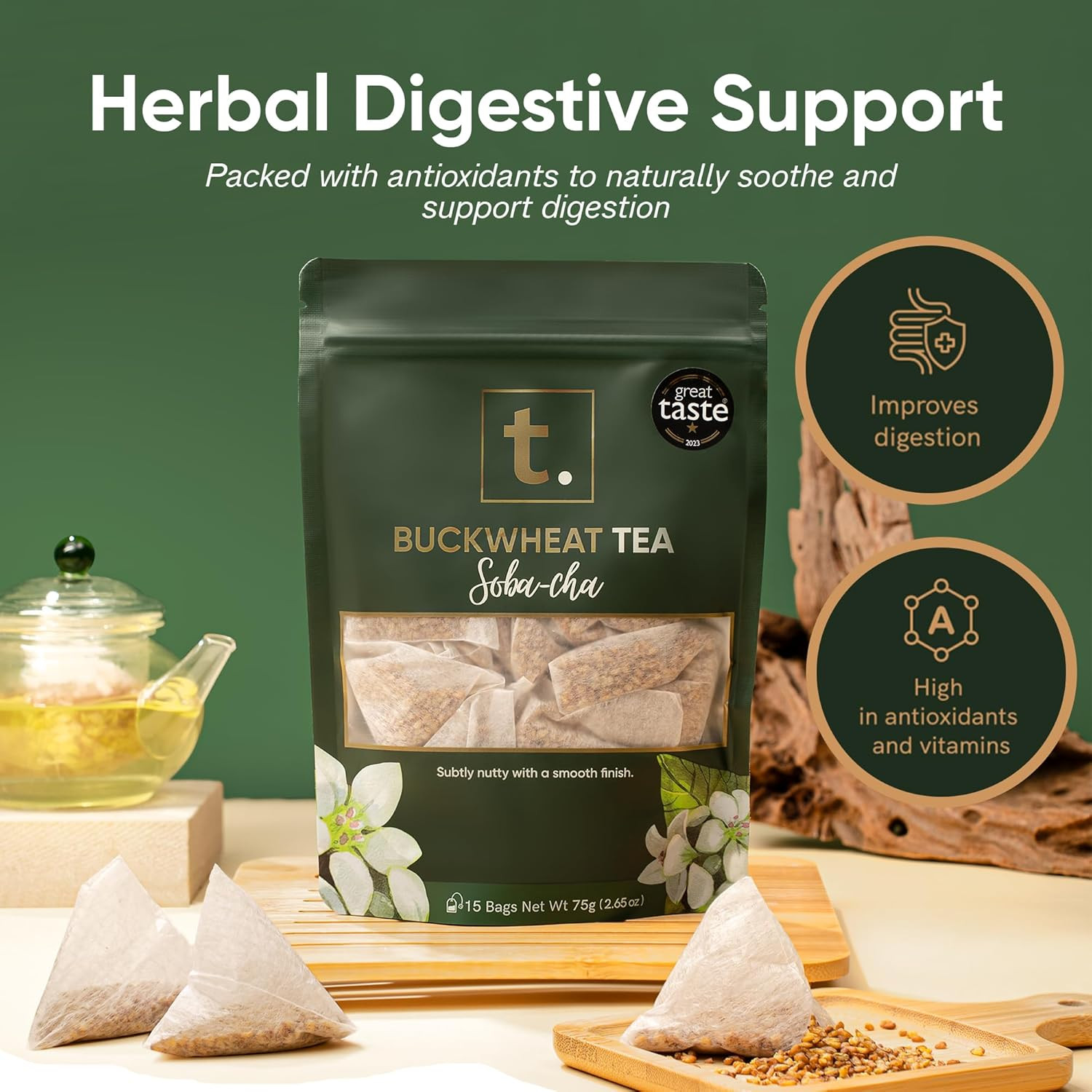 T. Buckwheat Tea – Herbal Tea, Caffeine-Free, Gluten-Free, Pregnancy-Safe, Keto-