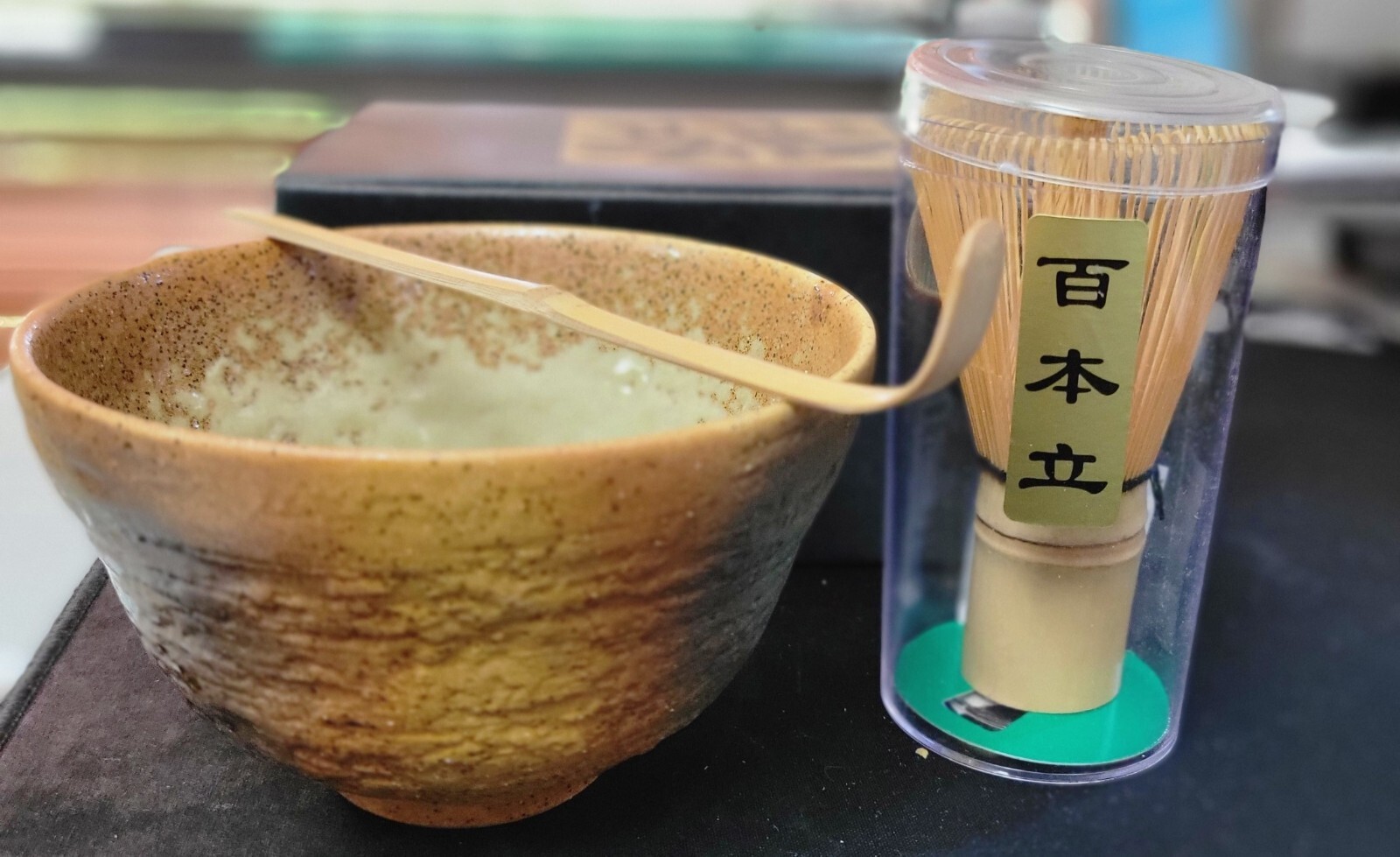 3 pc Japanese Matcha Bowl Scoop 100 Whisk Tea Ceremony Set