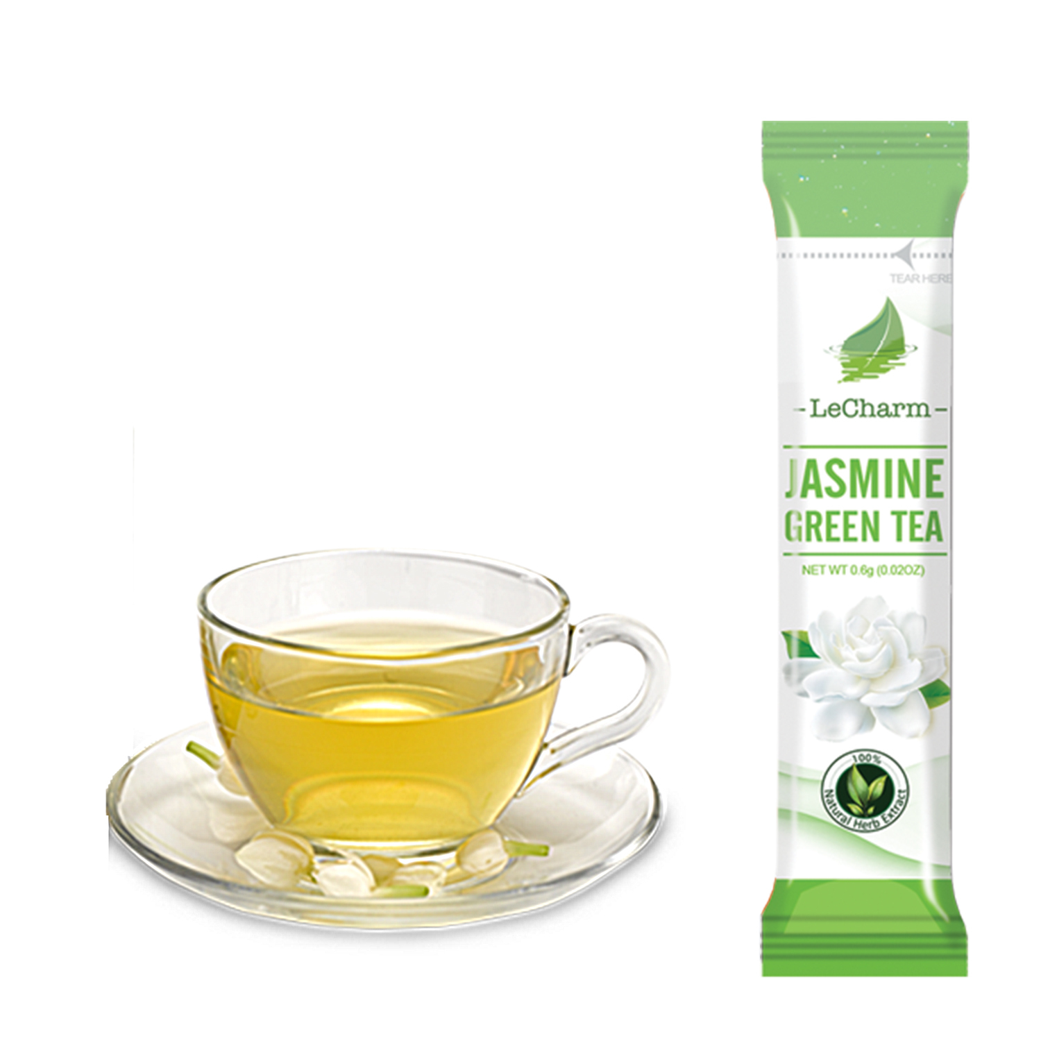 Premium 100% Natural Jasmine Organic Green Tea Extract Sugar Free (10 Sachests)
