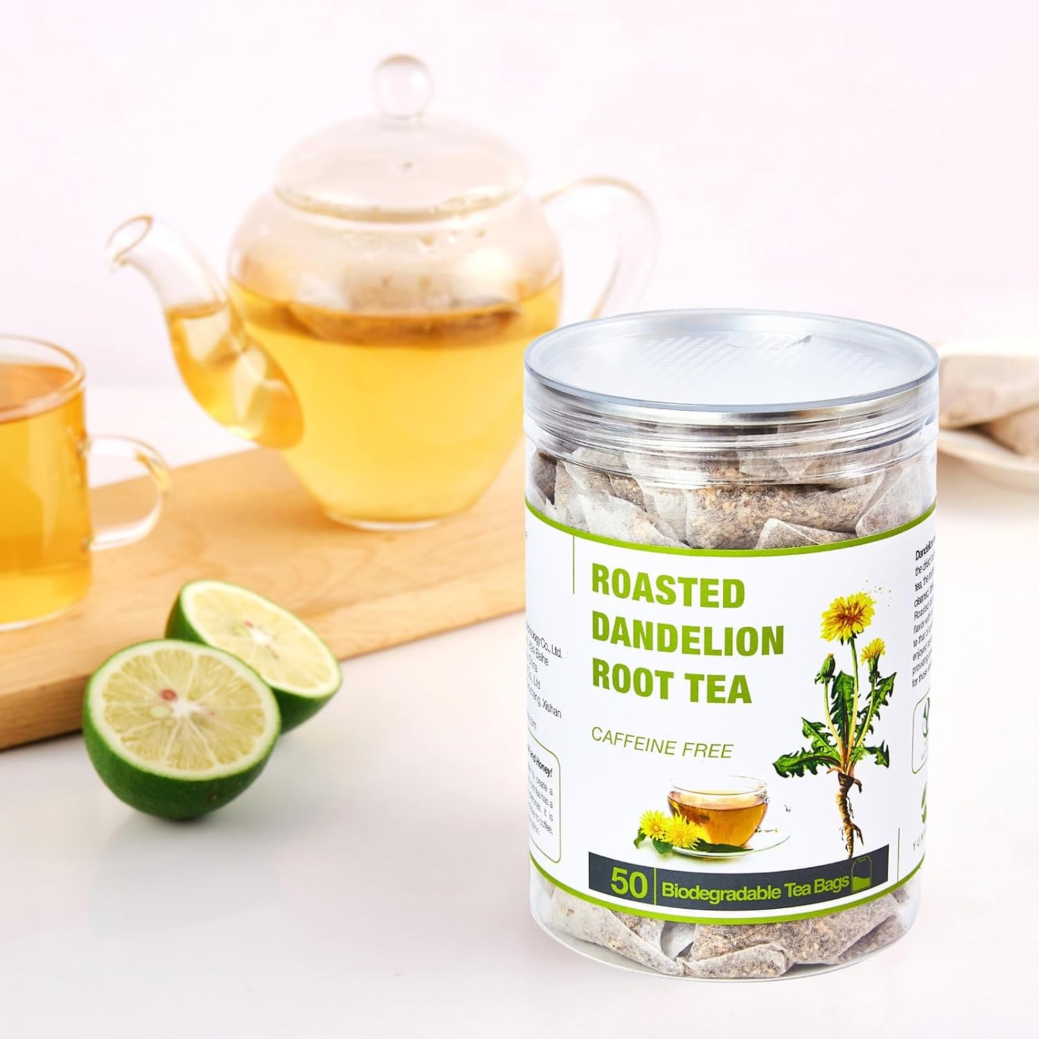 50 Bags Roasted Dandelion Root Tea Bags, 2.5/Bags, Natural Dried Dandelion…