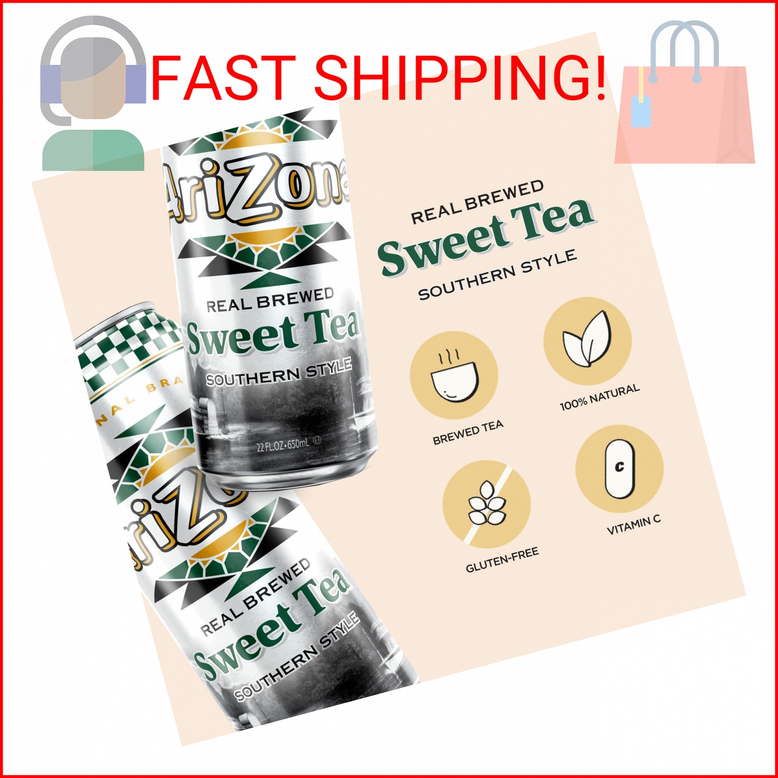 Arizona Sweet Tea – Big Can, 22 Fl Oz (Pack of 12)