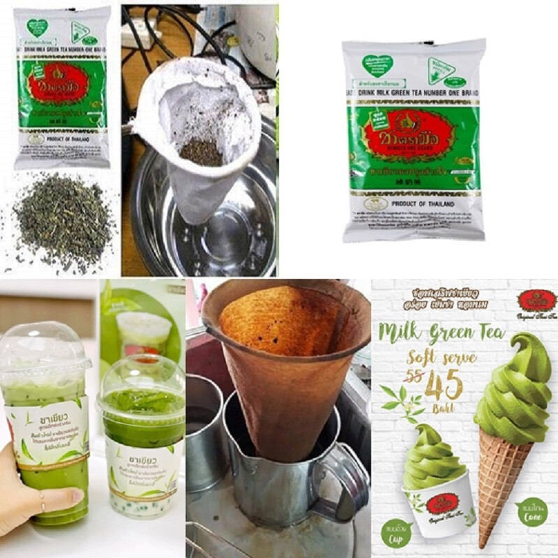 Green Tea Cha Tra Mue Milk Mix Thai Brand Drink Original Ice Tea Beverage 200g