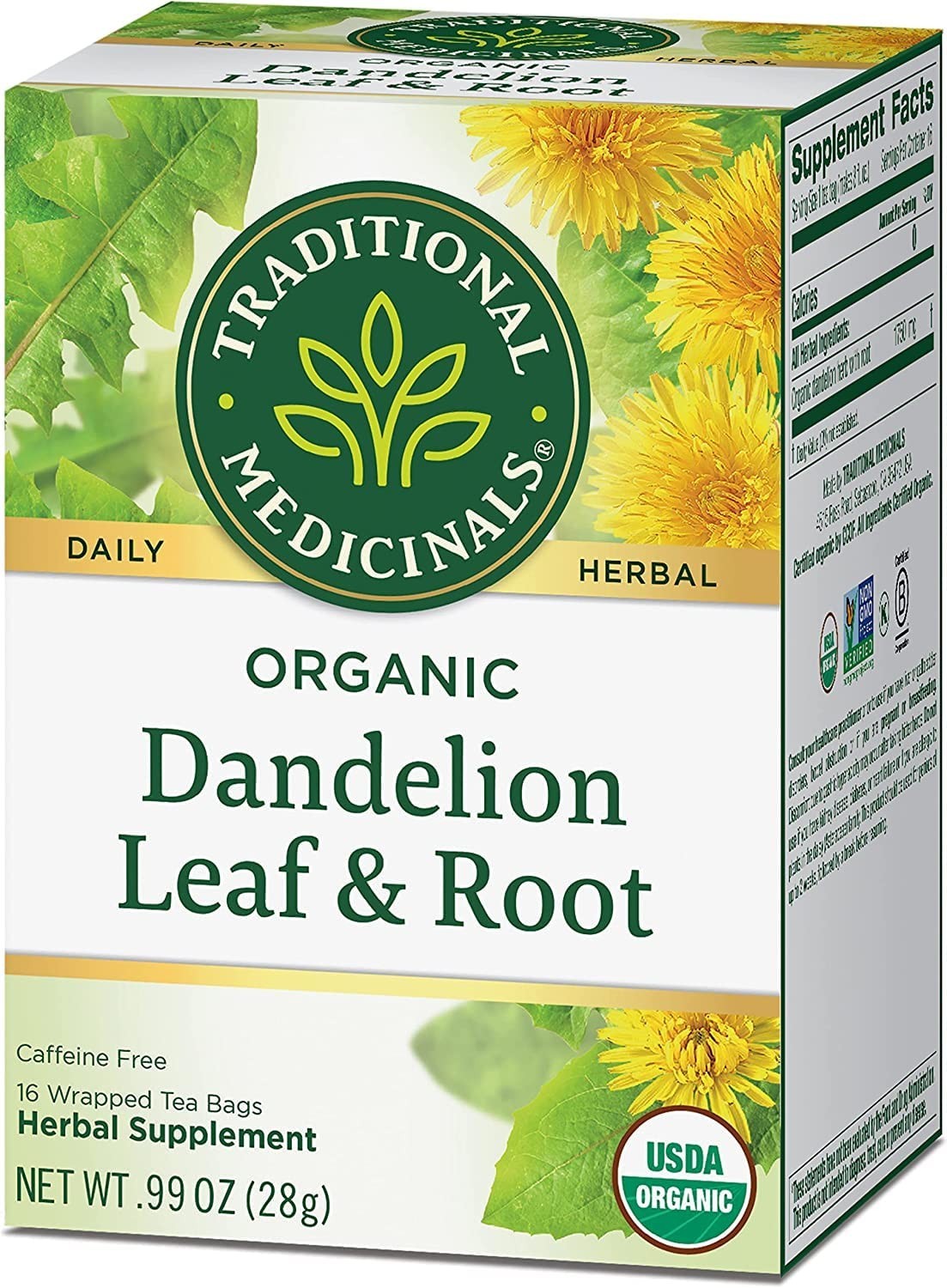 Supportive Organic Dandelion Tea – 16 Bags Each, Pack of 2 for Better Digestion
