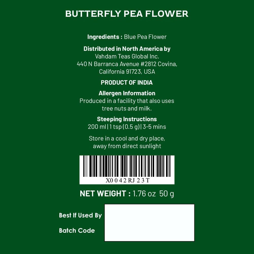 , Butterfly Pea Flower Tea (1.76Oz) 100+ Cups | Delicate & Earthy | Vacuum Seale