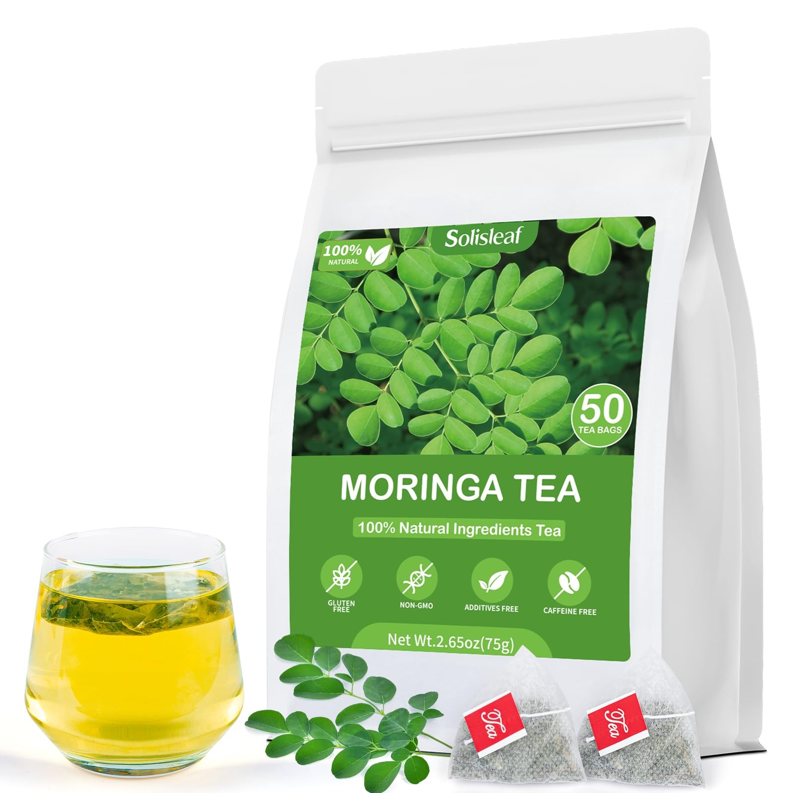 Moringa Tea, 100% Pure & Natural Leaves Herbal Tea 50 Bags/1 Pack