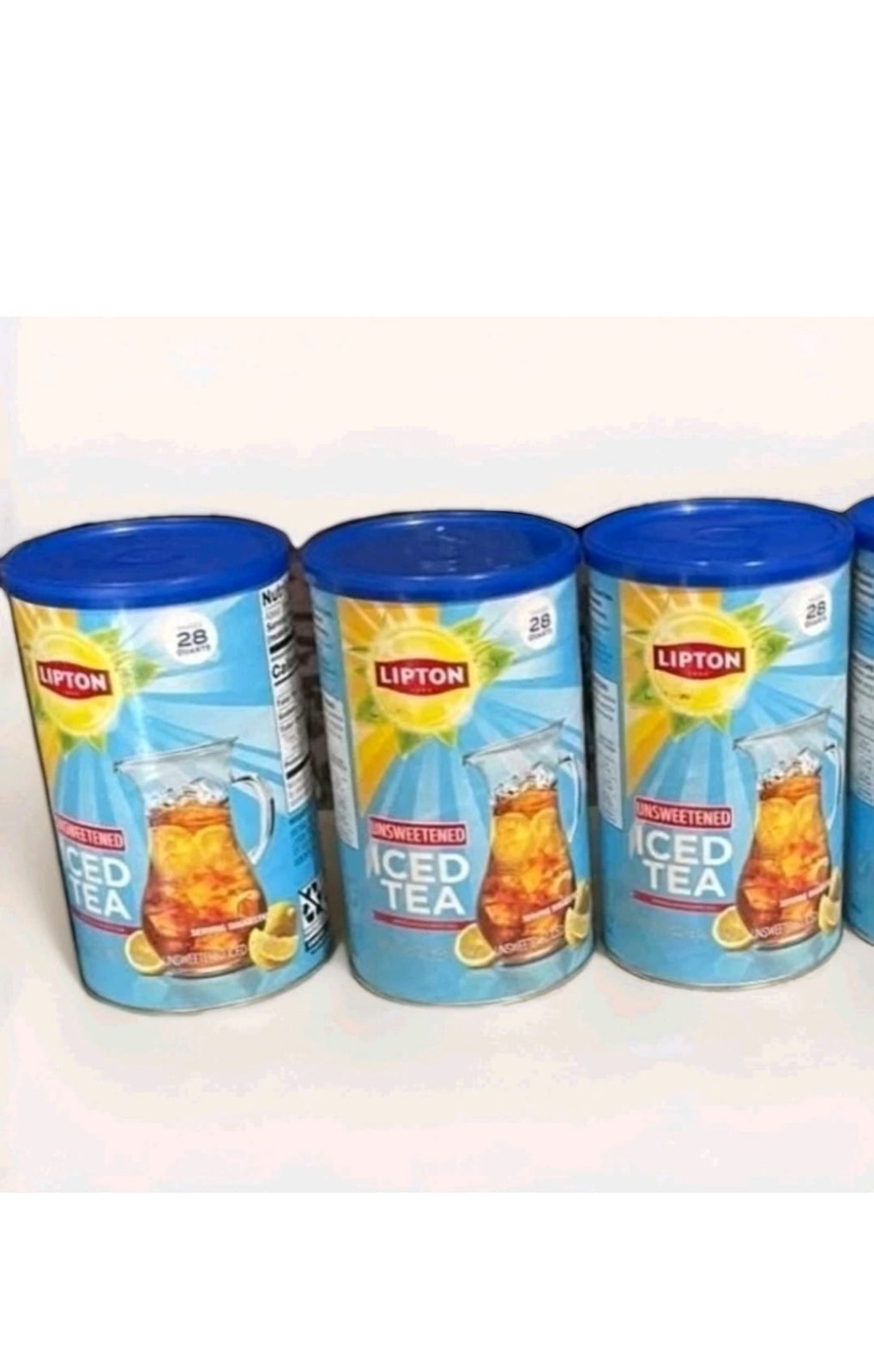 3 PACK NEW Lipton Caffeinated Unsweetened Instant Iced Tea 28 Quarts EXP. 11/26
