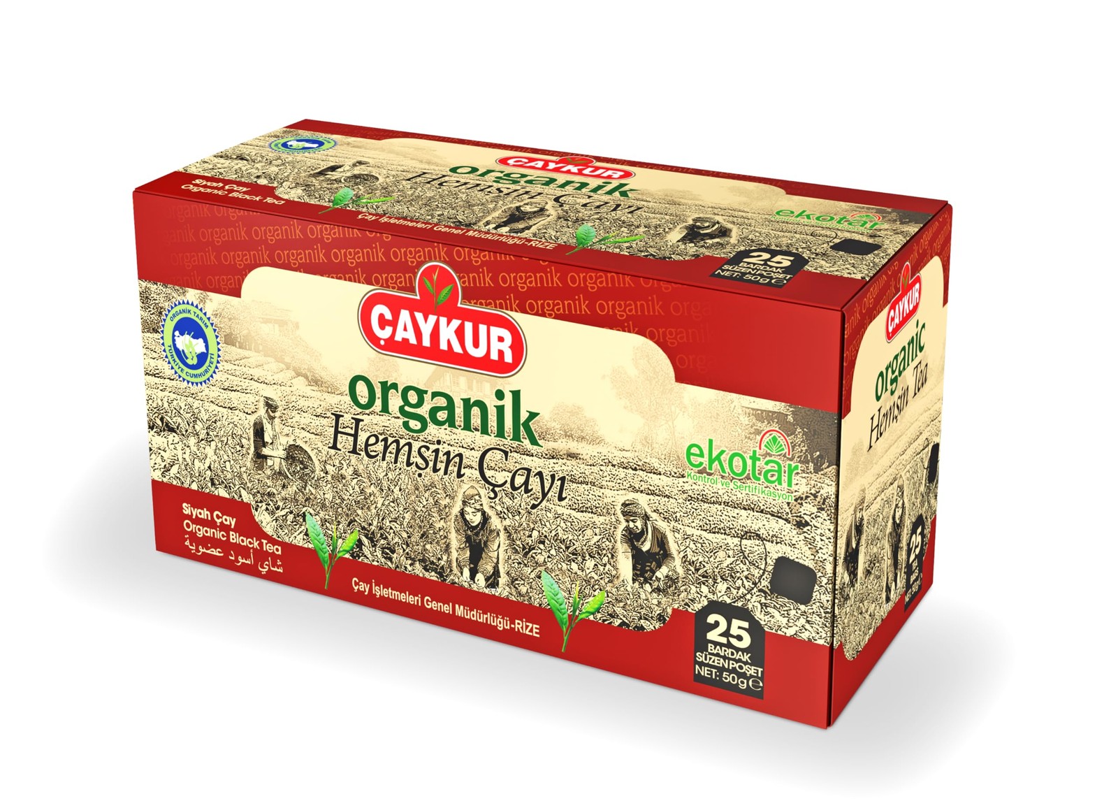 ÇAYKUR Organic Hemsin Black Tea, Premium Certified 25 Count (Pack of 1)