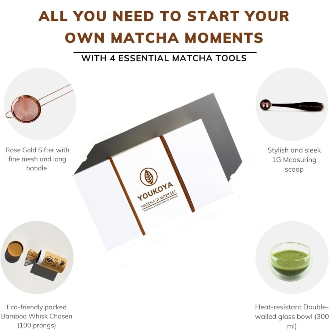 4 Piece Matcha Set Starter Kit Traditional Tea Tools Barista Grade, OPEN BOX