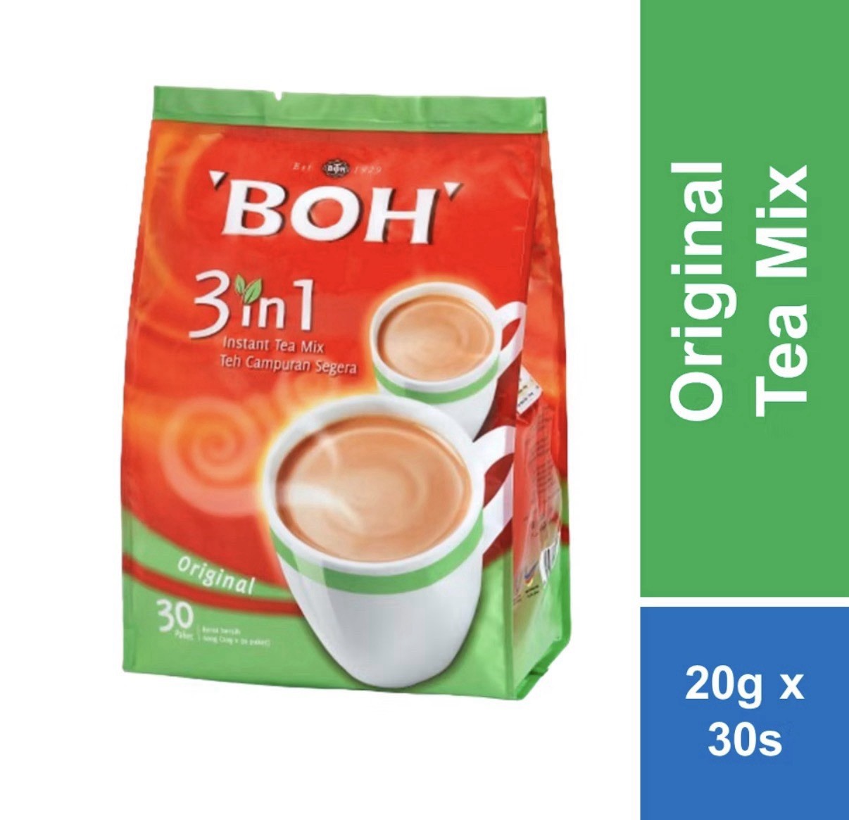 BOH 3 in 1 Instant Tea Mix Original 30 Sachets x 20g Malaysian Teh tarik