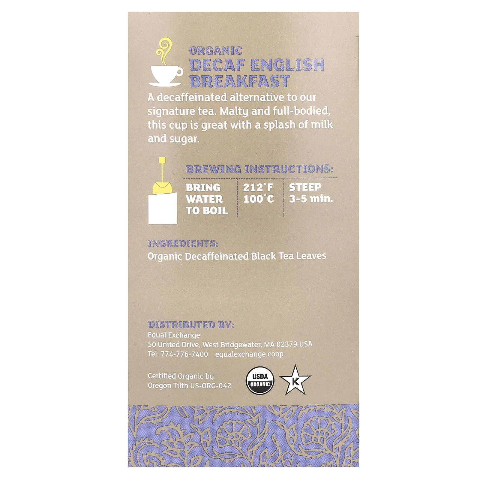Organic Decaf English Breakfast, Black Tea, 20 Tea Bags, 1.41 oz (40 g)