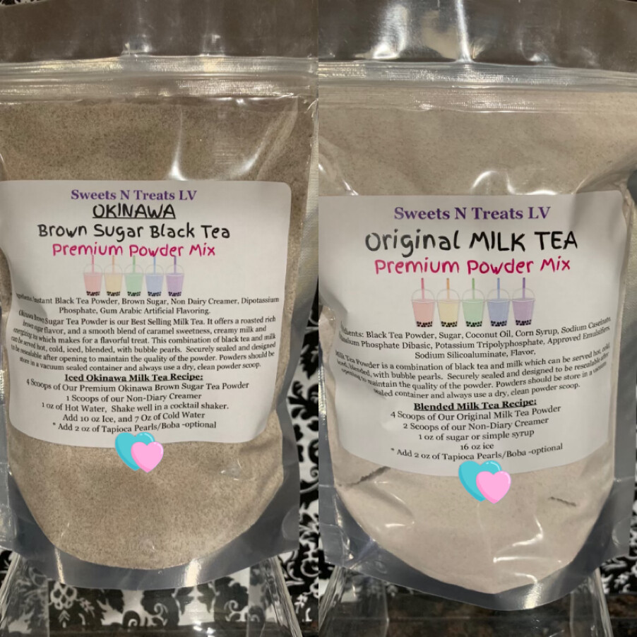 Premium OKINAWA & ORIGINAL Powder MILK TEA Boba Bubble Tea Latte Smoothie 12 oz
