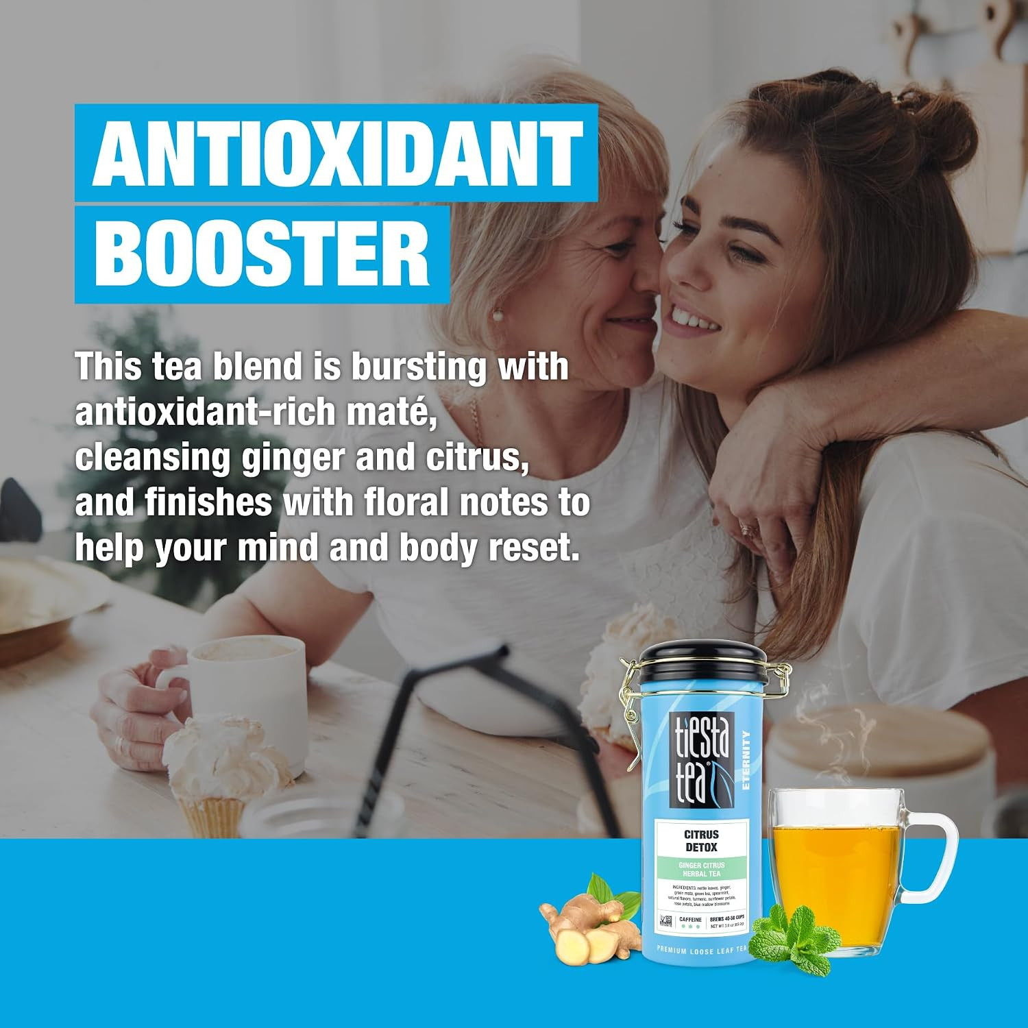 – Ginger Citrus Herbal Loose Leaf Tea, Lemon Ginger with Mint and Chamomile, Caf