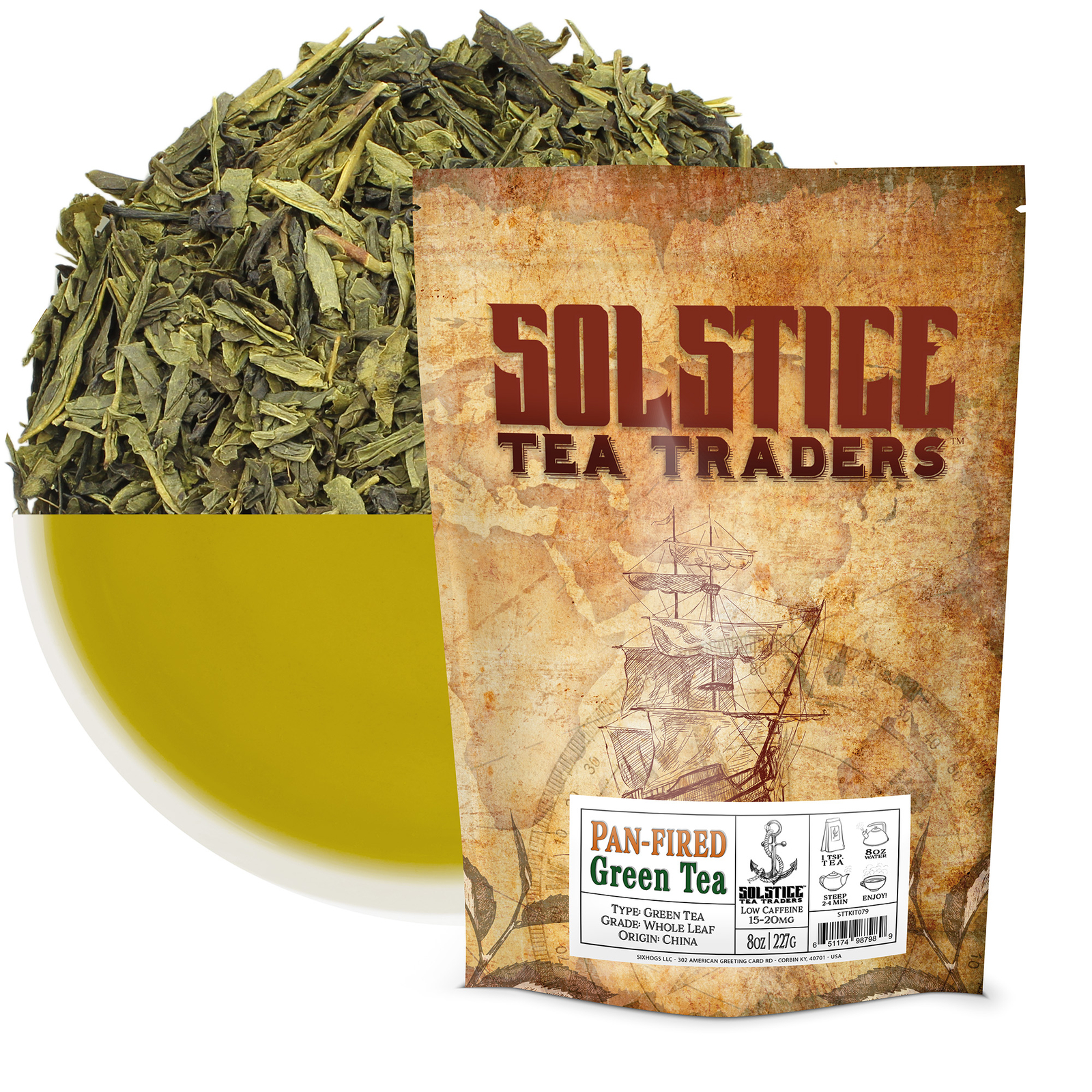 Pan-fired Green Tea Loose Leaf 8oz, Makes 100+ Cups of Tea Chinese Origin