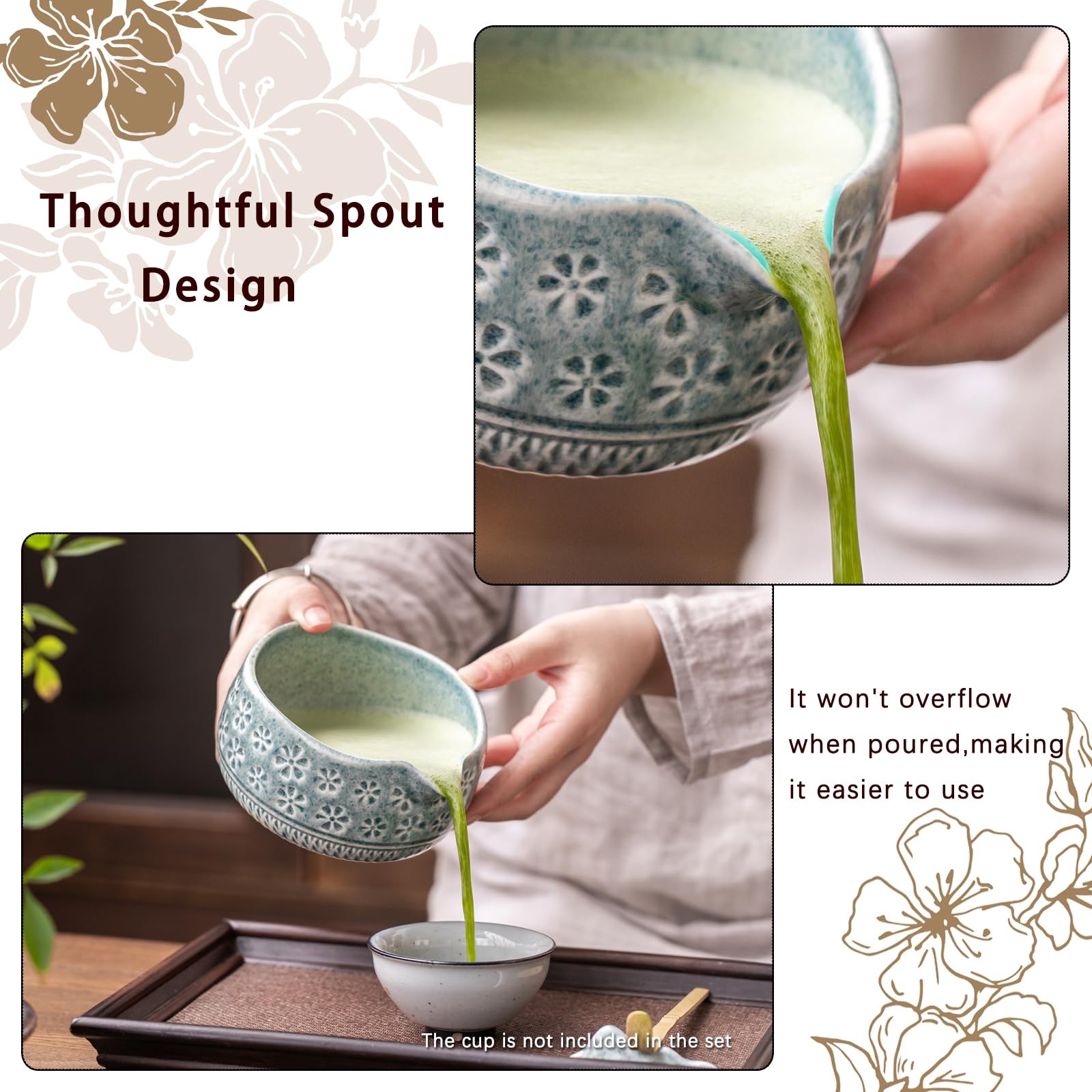 Matcha Whisk Set, Ceramic Matcha Kit Includes Matcha Bowl, Matcha Whisk and H…