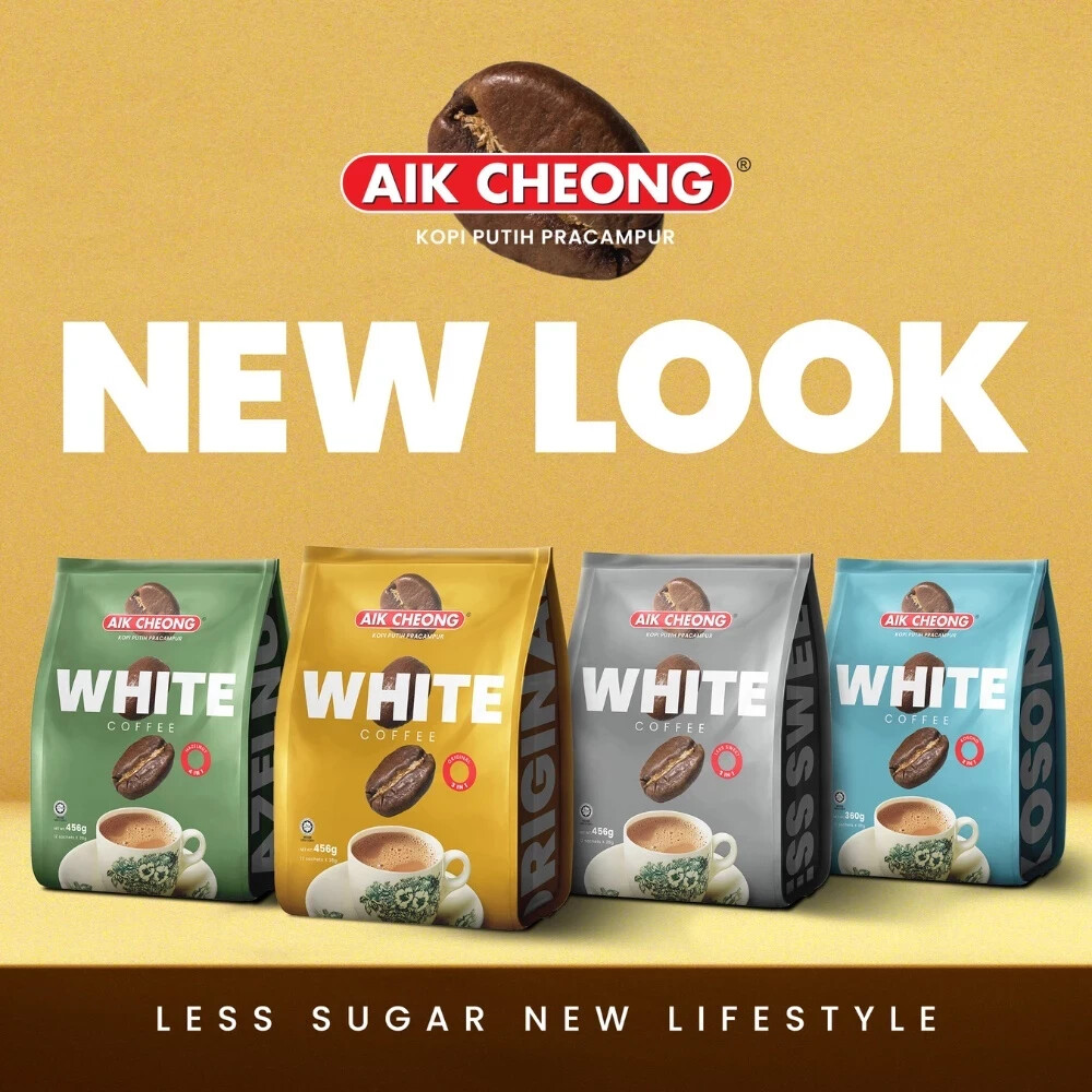 AIK CHEONG 3 IN 1 WHITE COFFEE LESS SWEET (38g x 12s) MALAYSIA PRODUCT