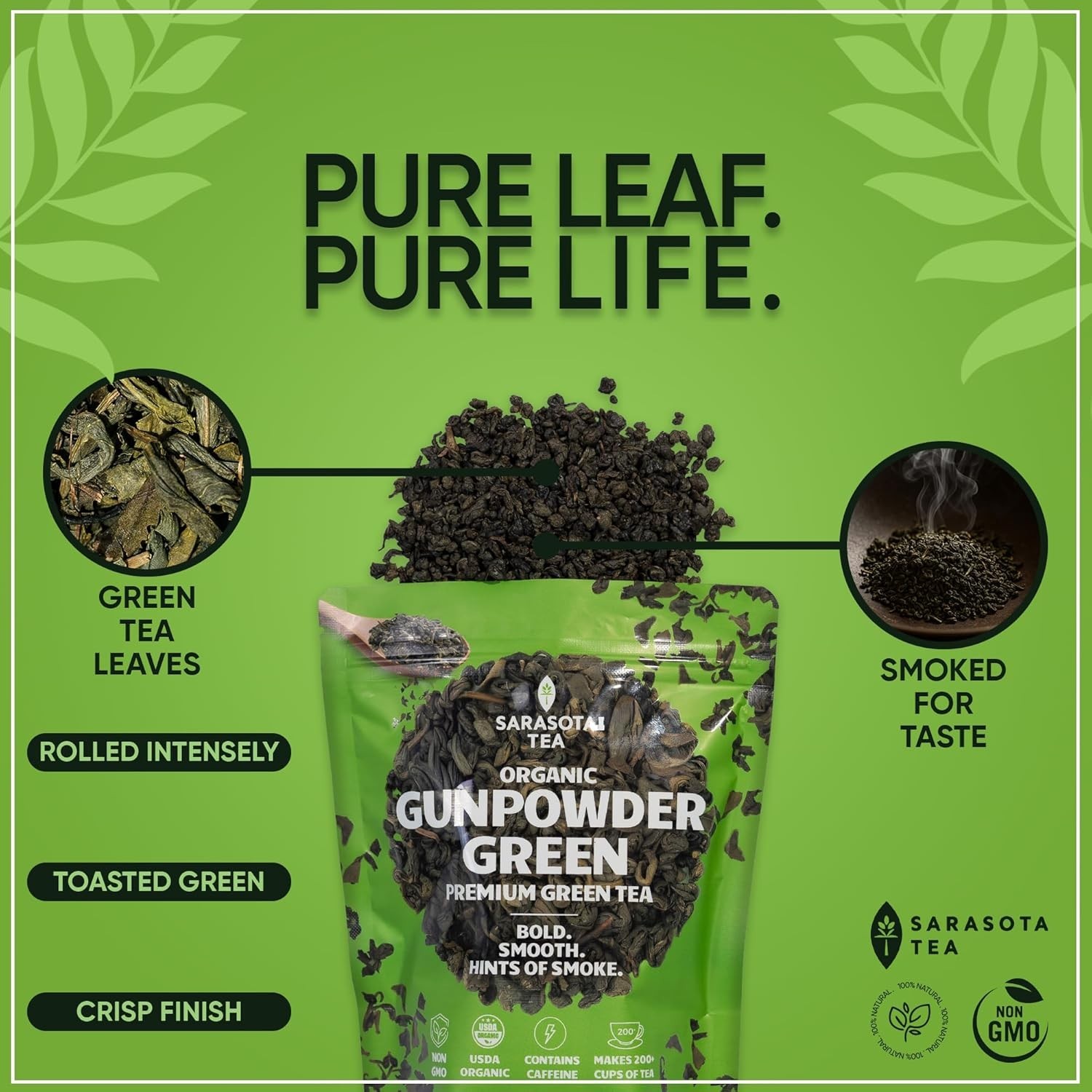 Loose Leaf Gunpowder Green Tea – Earthy Flavor, Ginger & Lemon Peel Infused