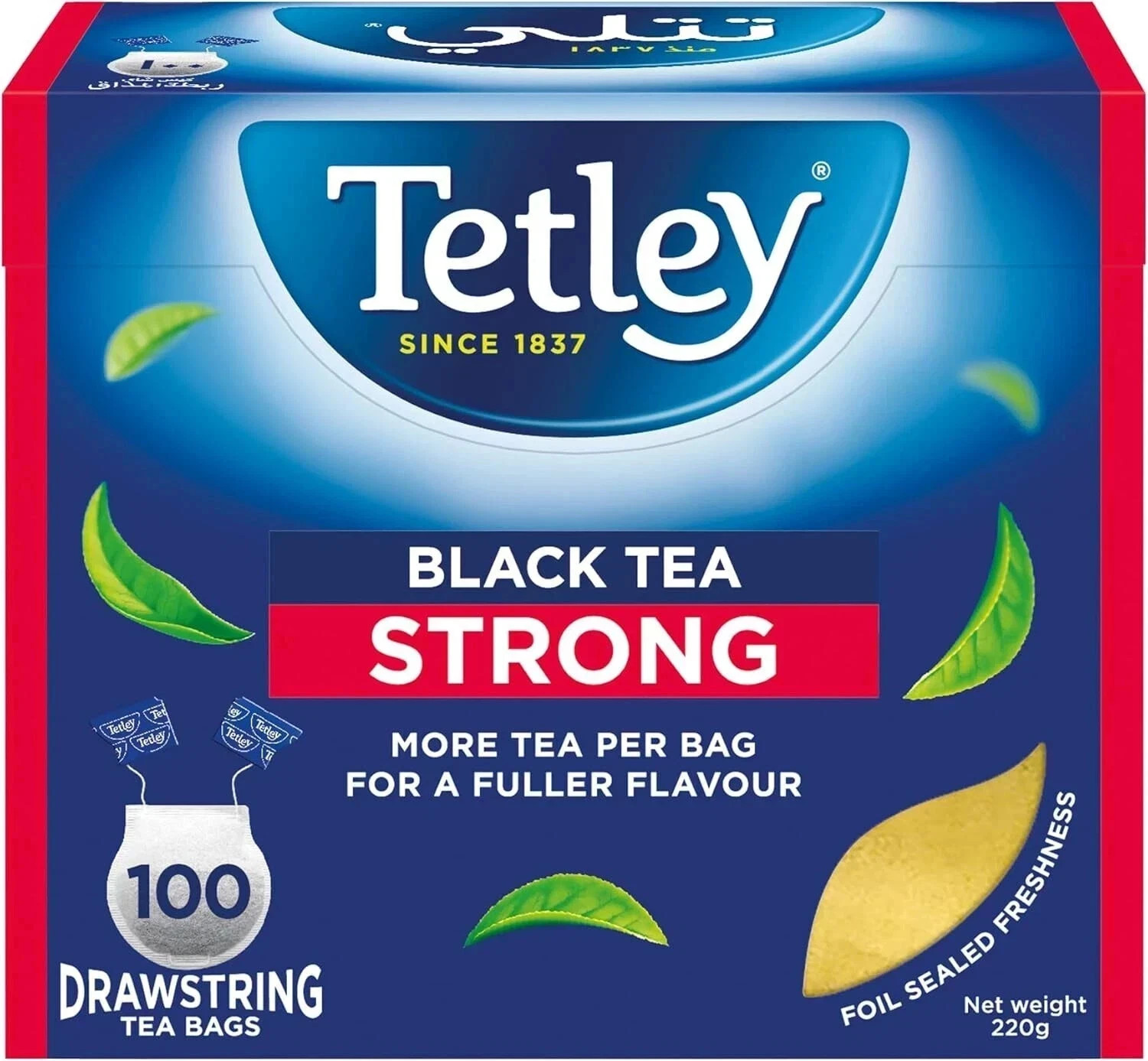 Tetley Strong Black Tea | 100 Black Tea Bags ,220g