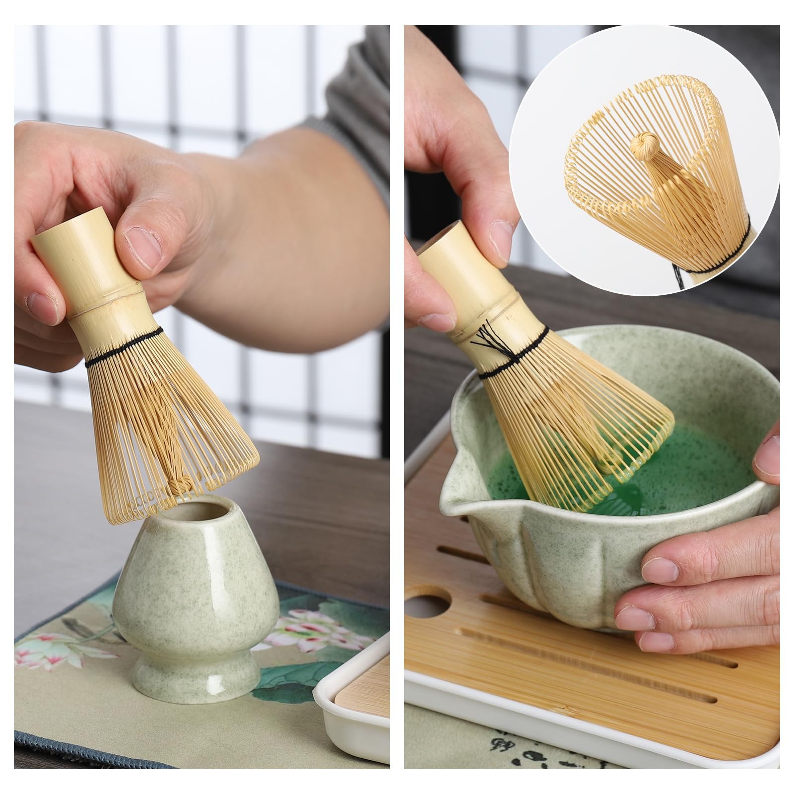 10 PCS Matcha Whisk Set 13 Oz With 2 Cups Complete Kit For Tea Ceremony