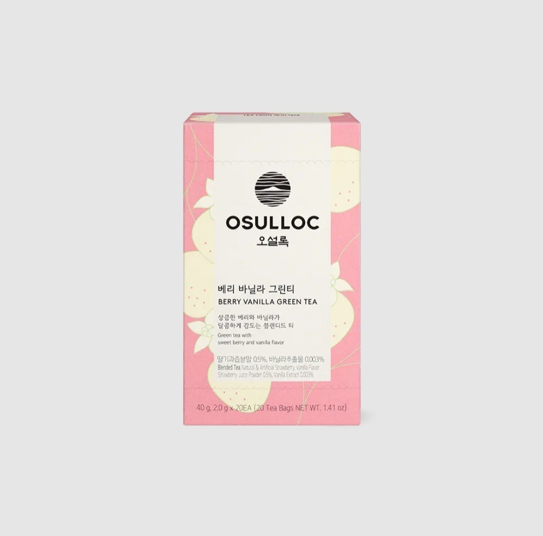 Osulloc Berry Vanilla Green Tea Fruit Tea Blend, Premium Tea bags 20 count