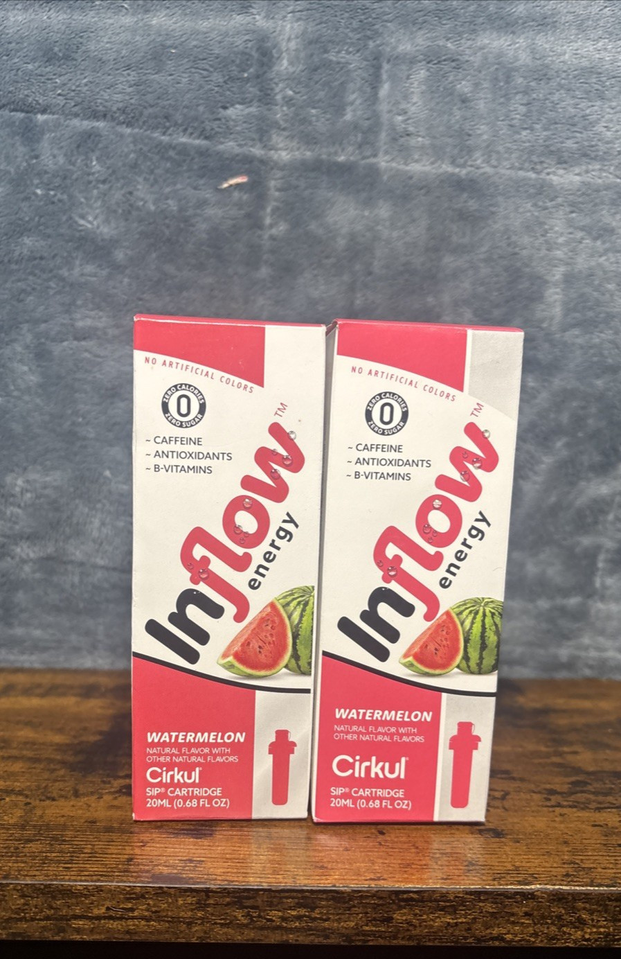 Cirkul Flavor Sip Cartridge x2 Lot Inflow Energy Watermelon w/ Caffeine & Vit-B
