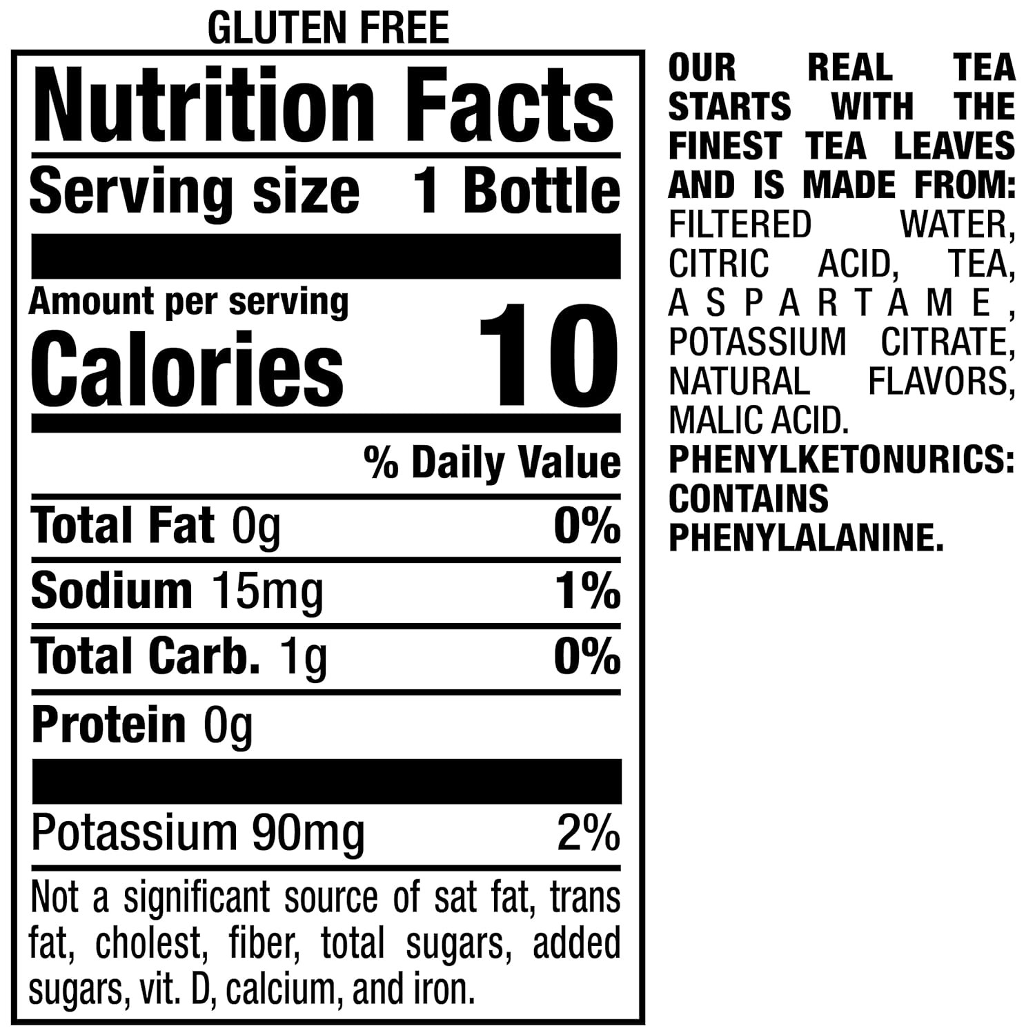 Zero Sugar Peach Tea, 16 Fl Oz Recycled Plastic Bottle (Pack of 12)