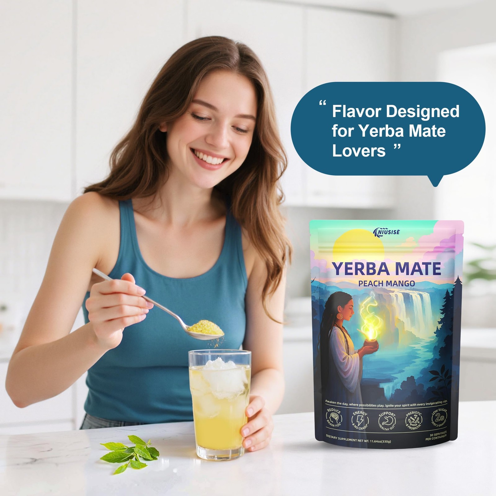 Yerba Mate Instant Tea Powder, Super Yerba MateTea for Natural Energy & Gut H…