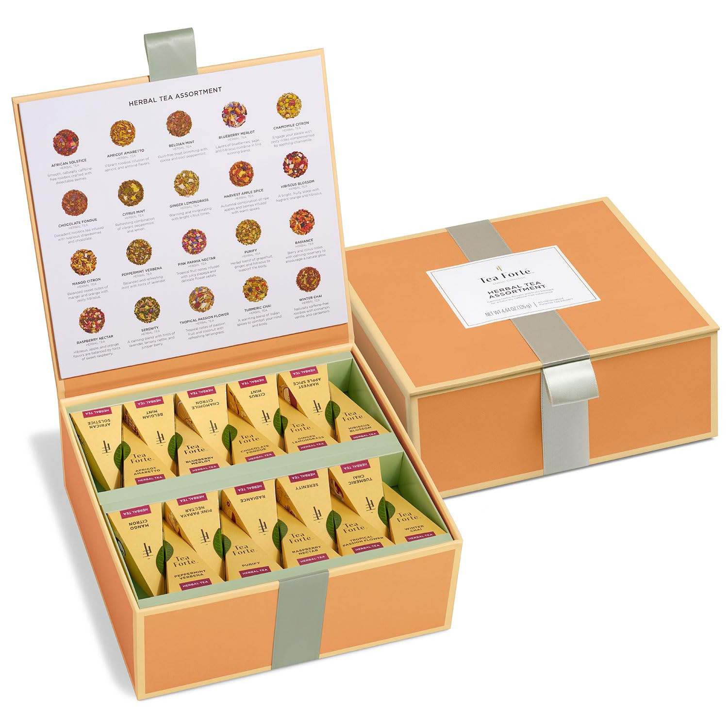 Premium Tea Chest Presentation Box Gift Set Sampler, 40 Count Individually Wrapp