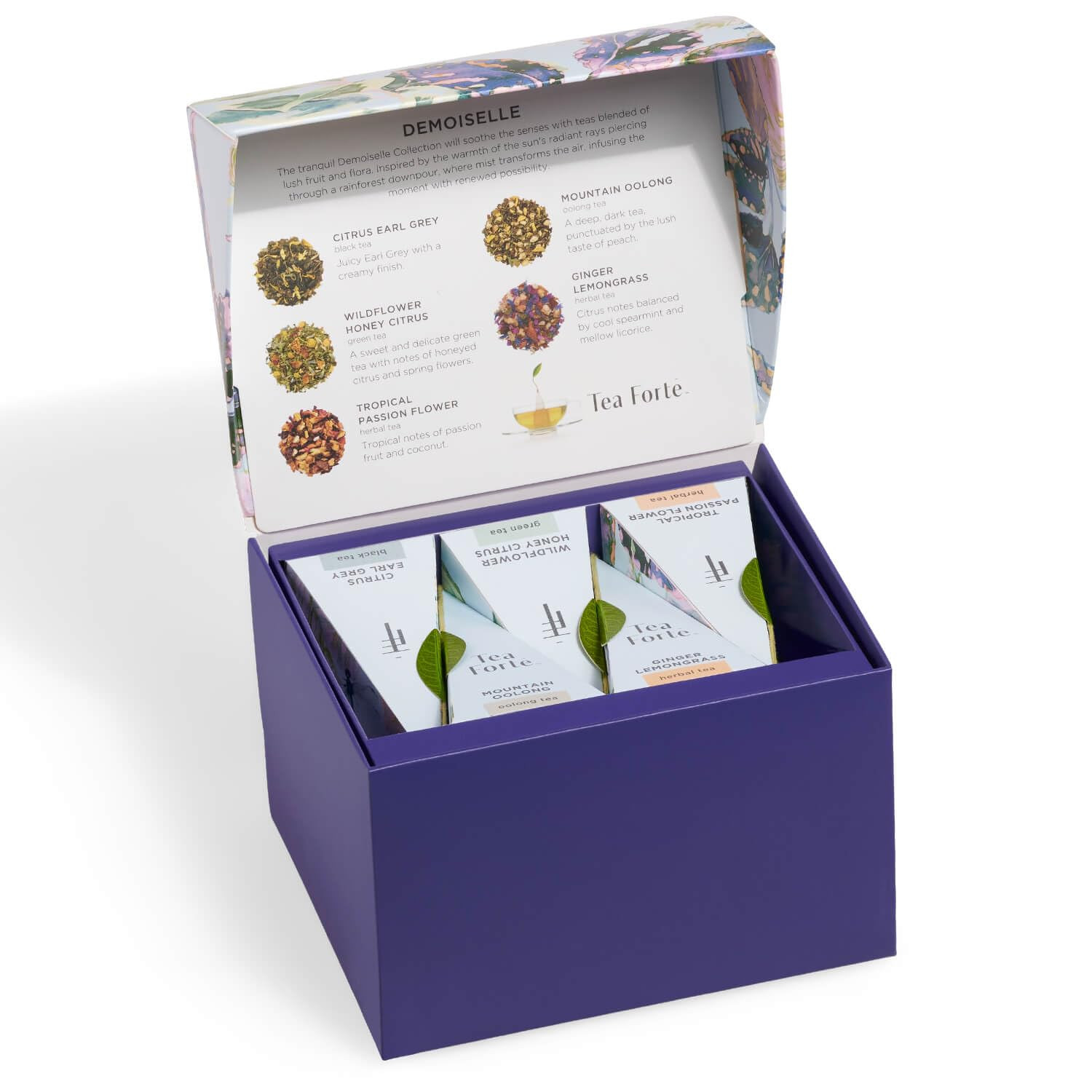 Gift Set with Cafe Cup, Tea Tray, Mini Presentation Box with 10 Handcrafted Pyra
