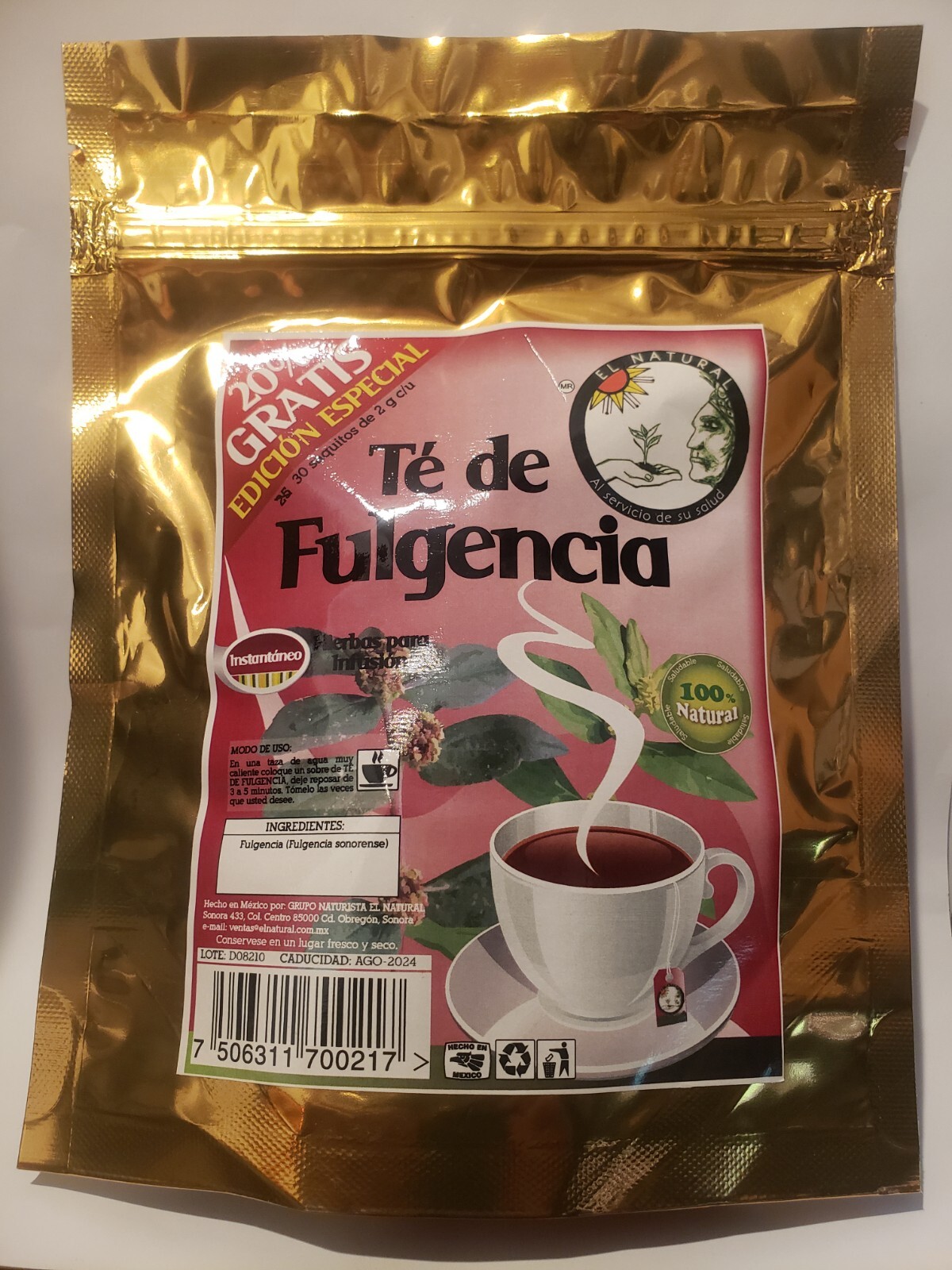 FULGENCIA TEA-TE DE FULGENCIA 30 Bags/sobres 100% Natural “Piedras, Riñones”
