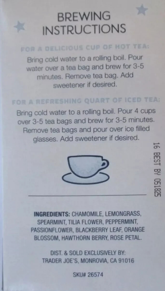 Trader Joe’s WELL RESTED Herbal Tea 20-Tea Bags Comfort Rest Sleep * BB 1/2026 *