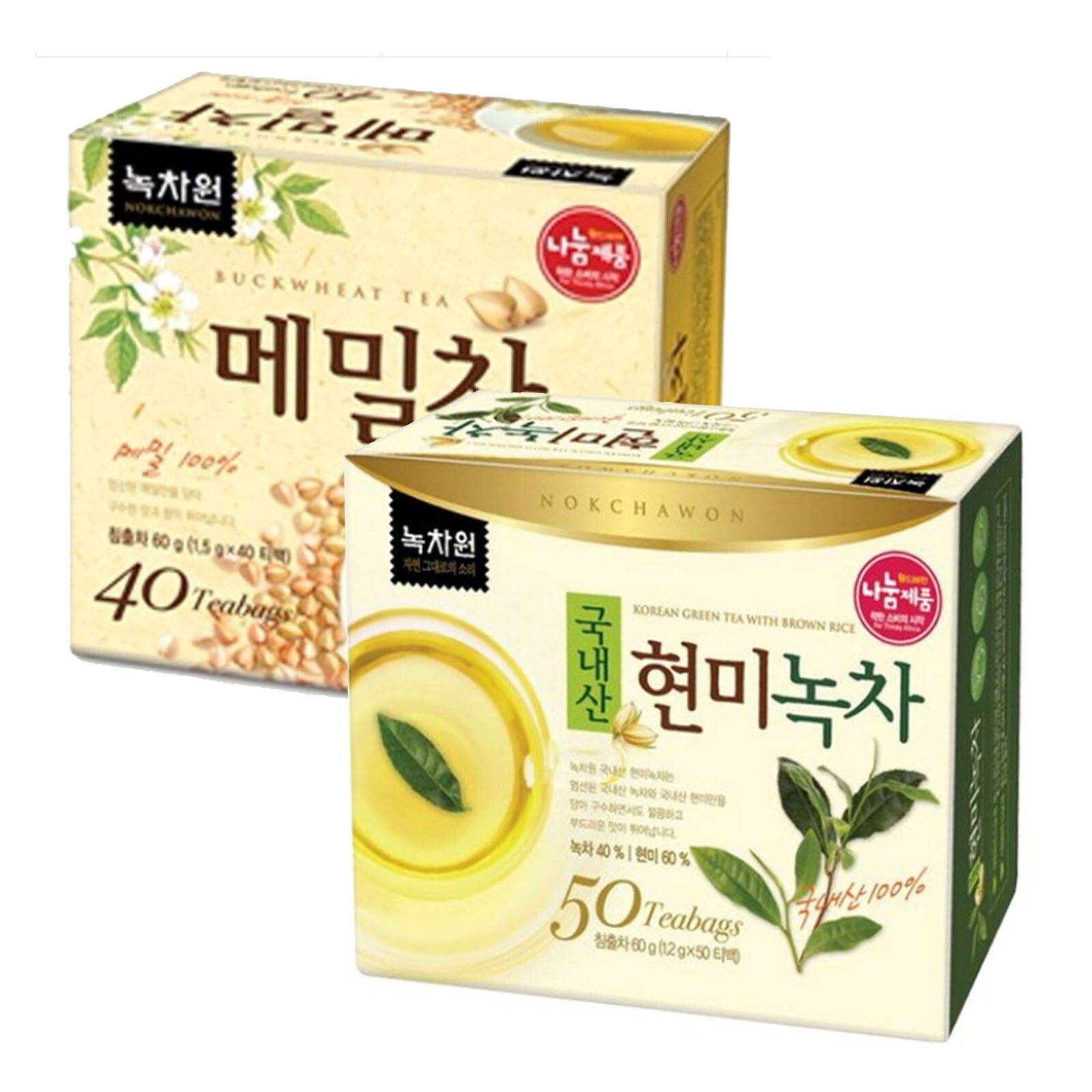 Korea Nokchawon Brown Rice Green Tea + Buckwheat Tea 90 Tea bag Free Shipping