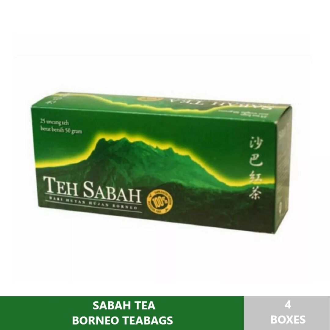 4 Boxes (100 TEABAGS) SABAH TEA BORNEO TEABAGS Halal Certifed