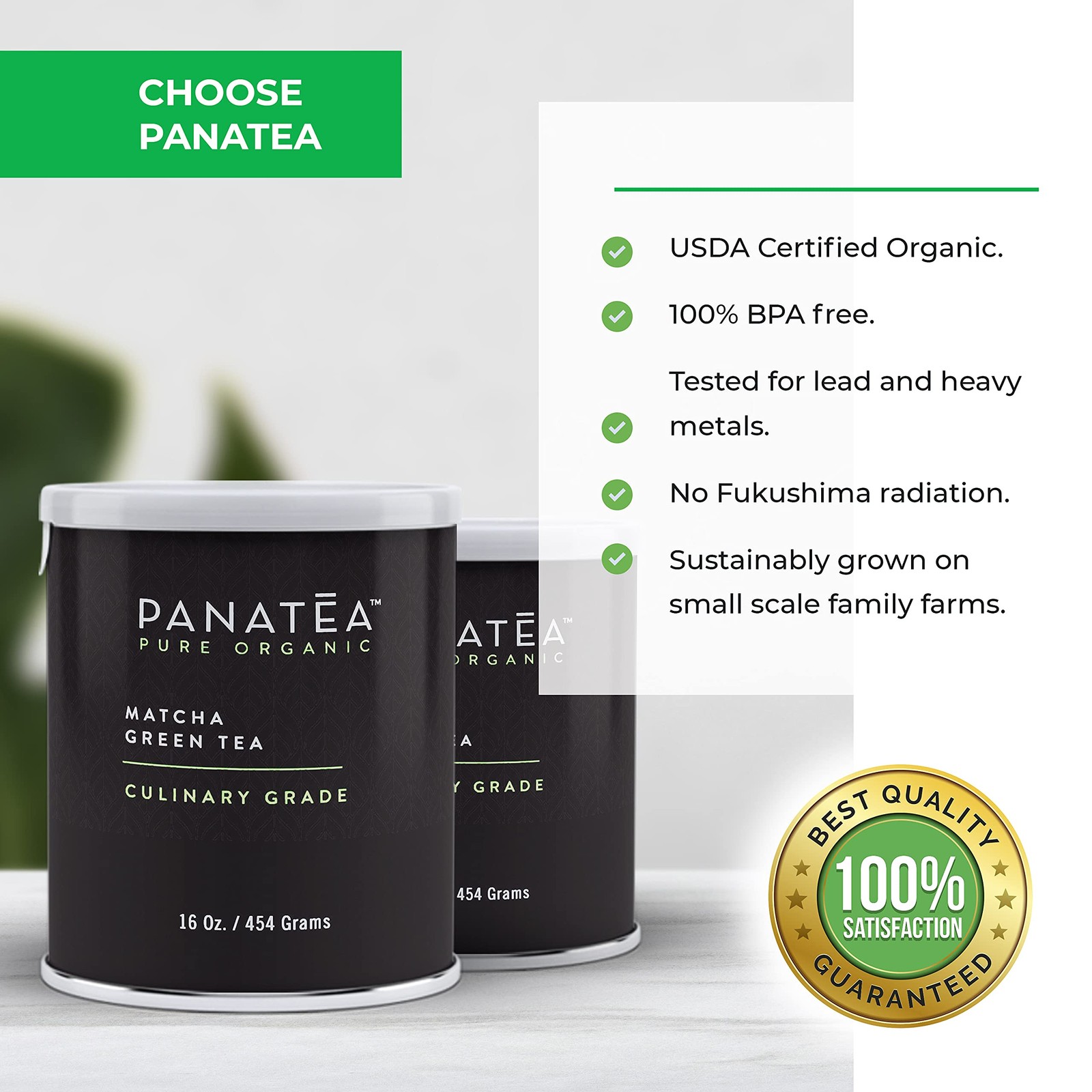 PANATEA Certified Organic Matcha Green Tea Powder | 1 LB 1 Pound (Pack of 1)