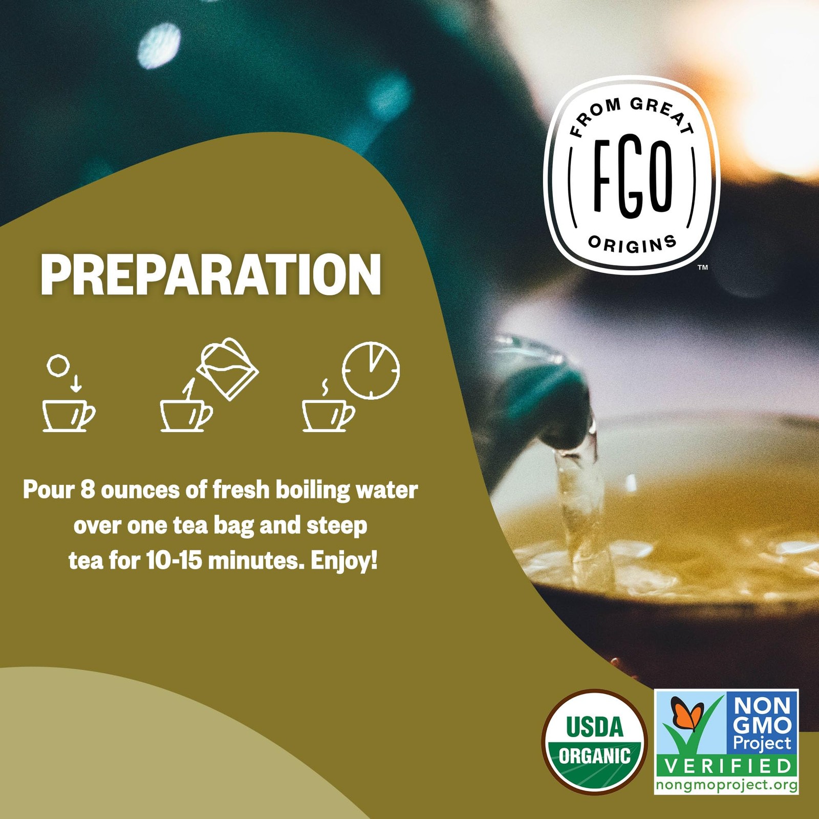 FGO Organic Ginger Tea, Eco-Conscious Tea Bags, 100 Count